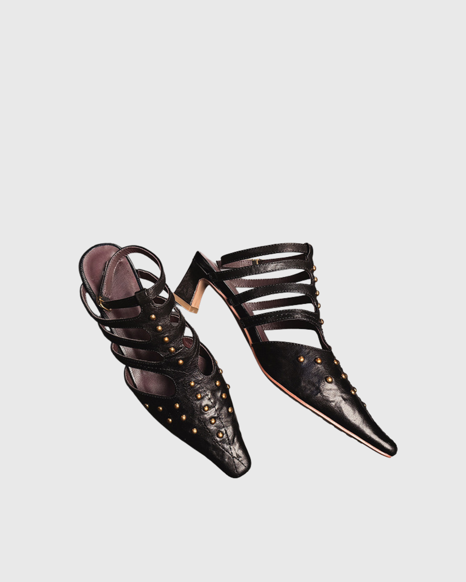 Fermina Studded CutOut Sandals in Black