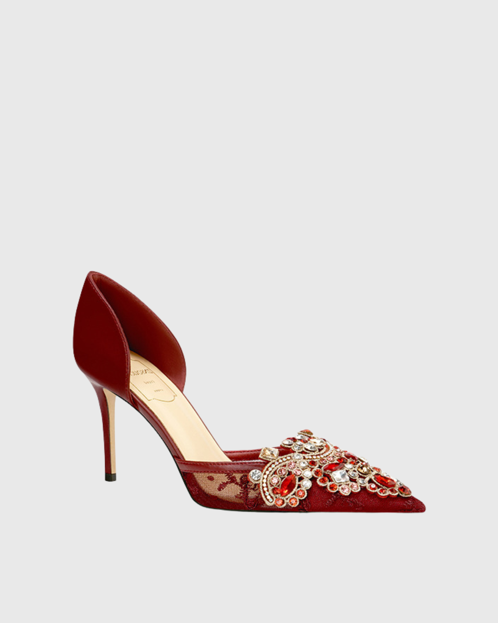 Sadb Diamond Embroidery Lace Pumps In Wine