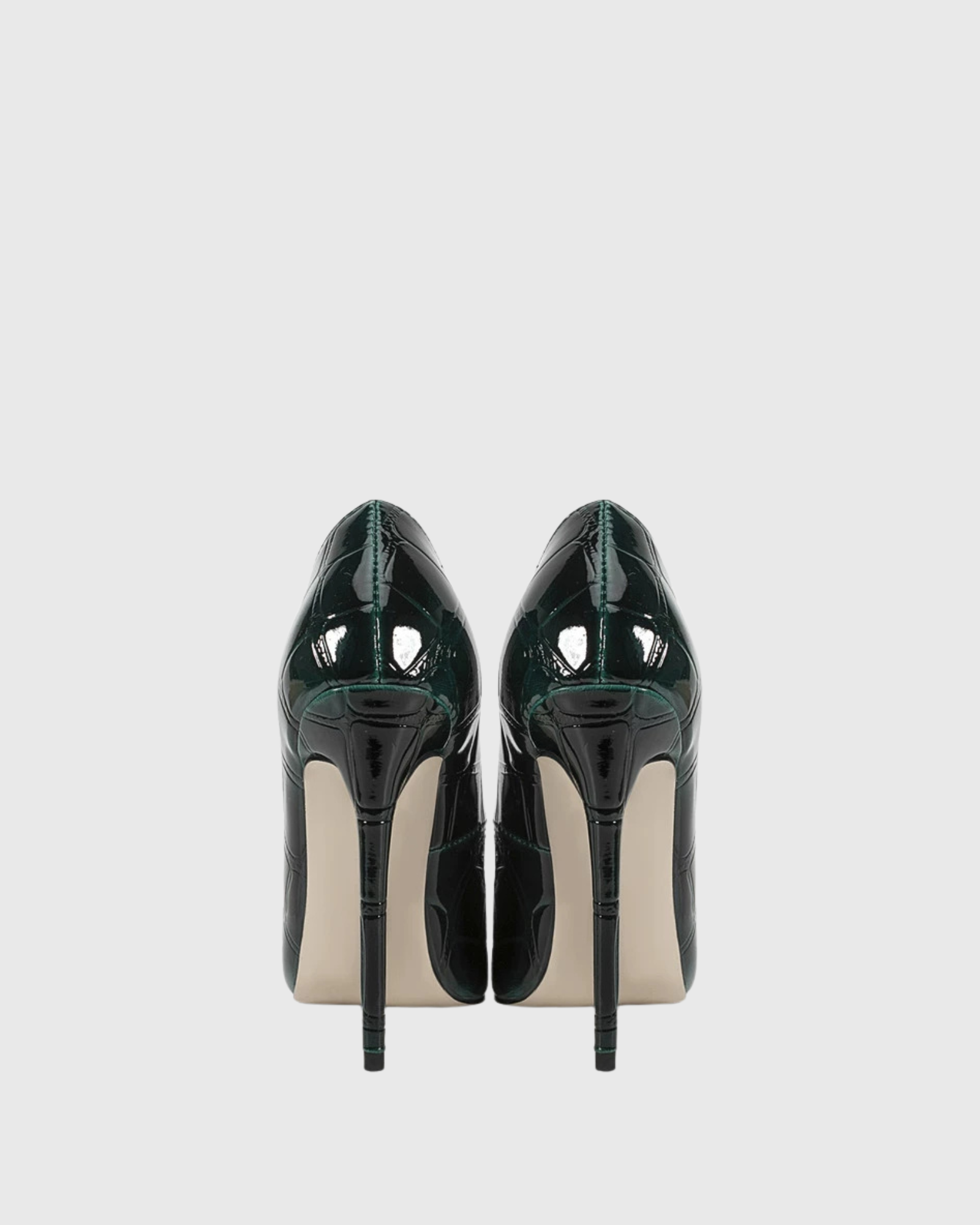 Eliza Metal Chain Croc Embossed Pumps In Emerald