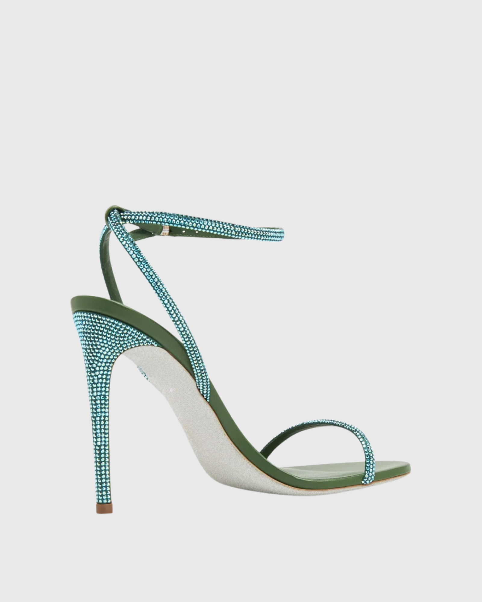 Aileen Rhinestore Splicing Slinkback Sandals In Green