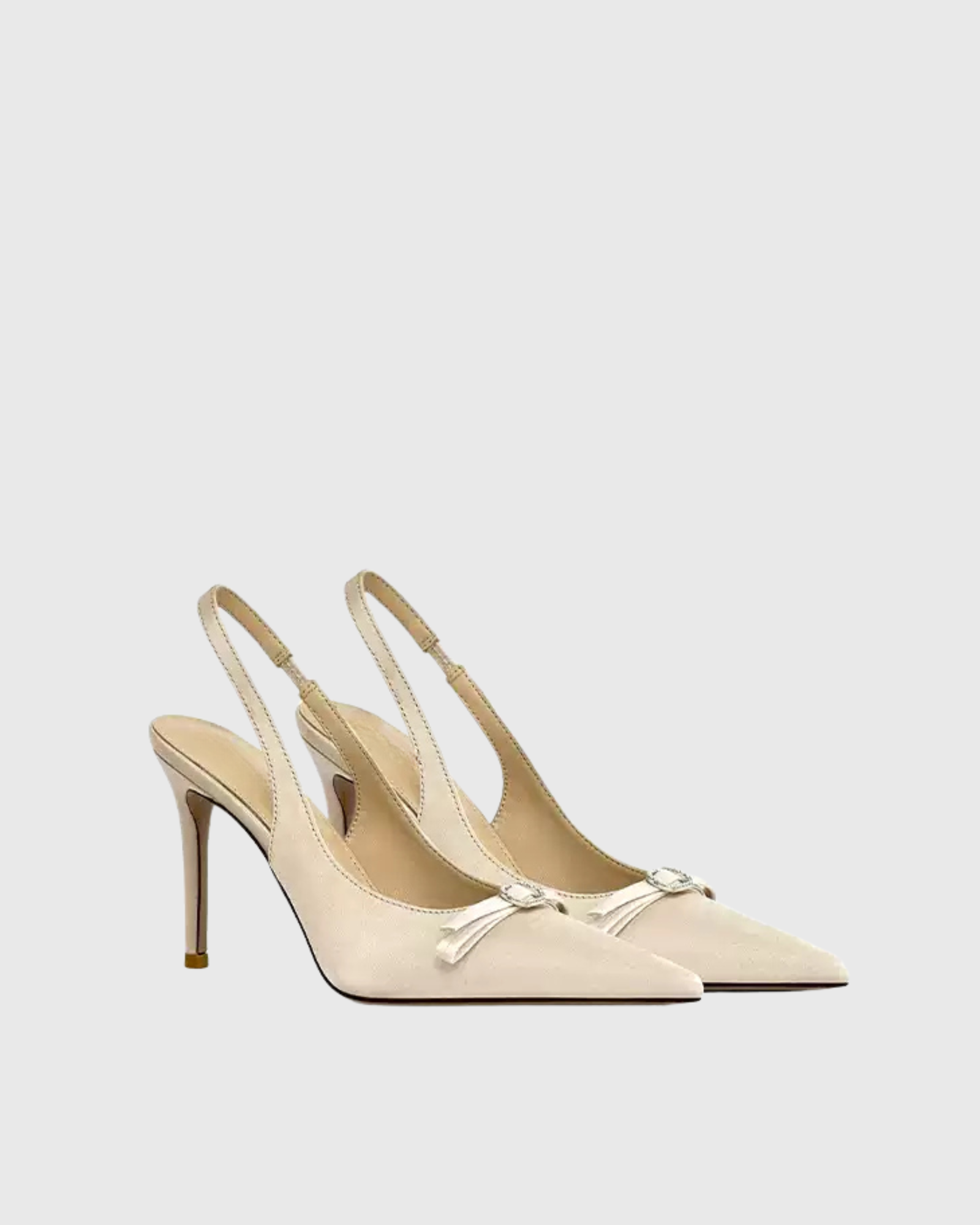 Vita Bow Satin Slingback Pumps In Champagne