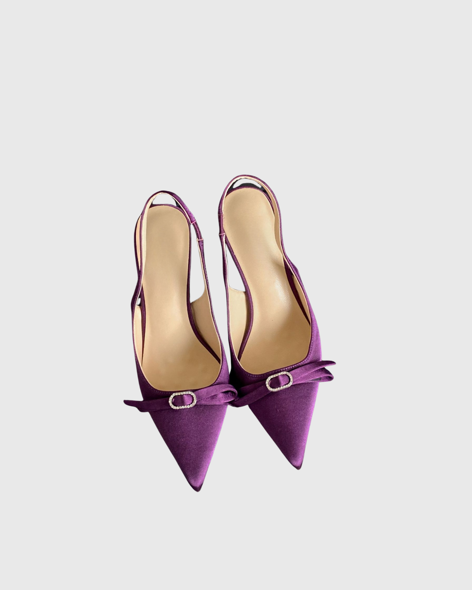 Vita Bow Satin Slingback Pumps In Purple