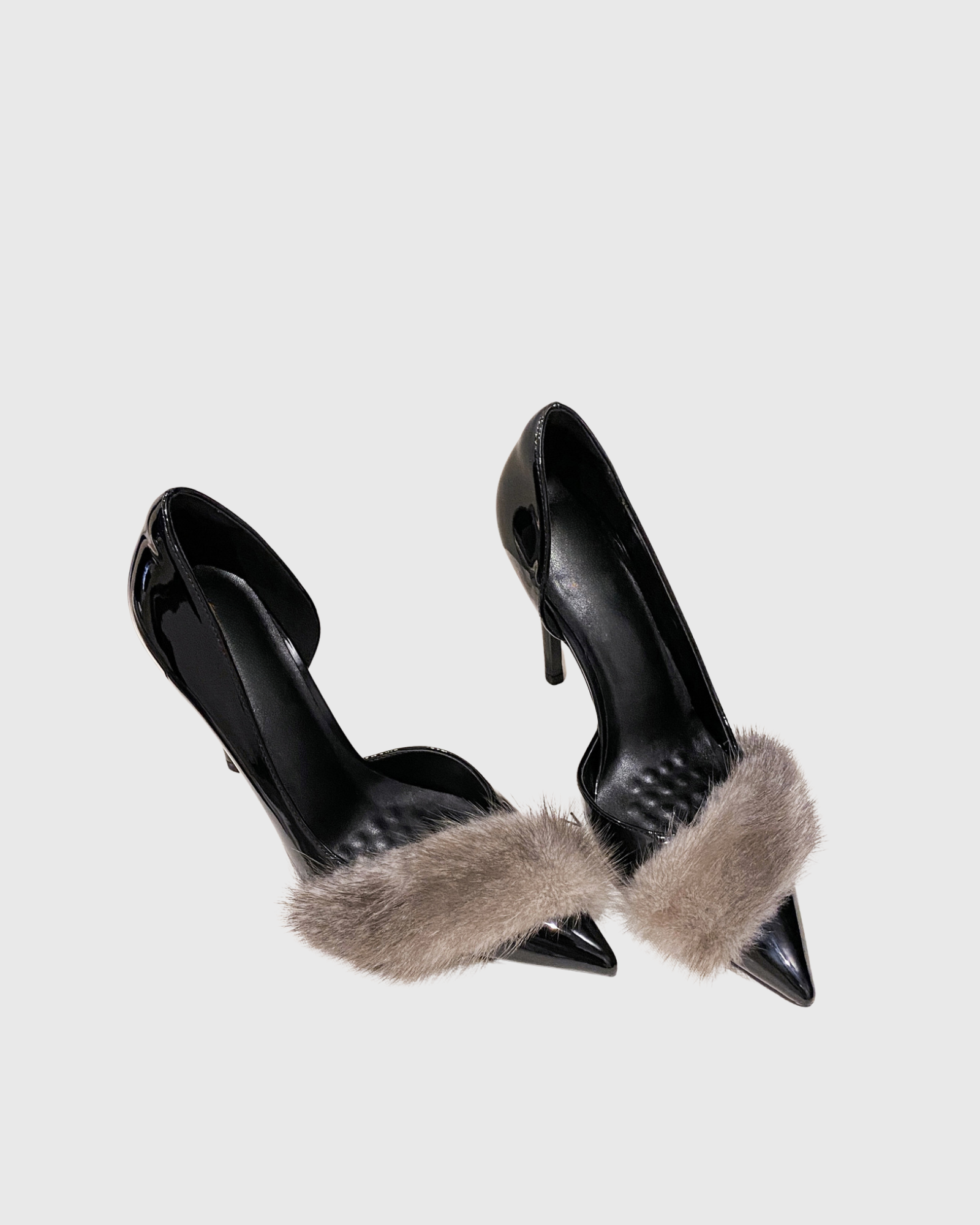Clarke Fur Pointed Toe Pumps In Black