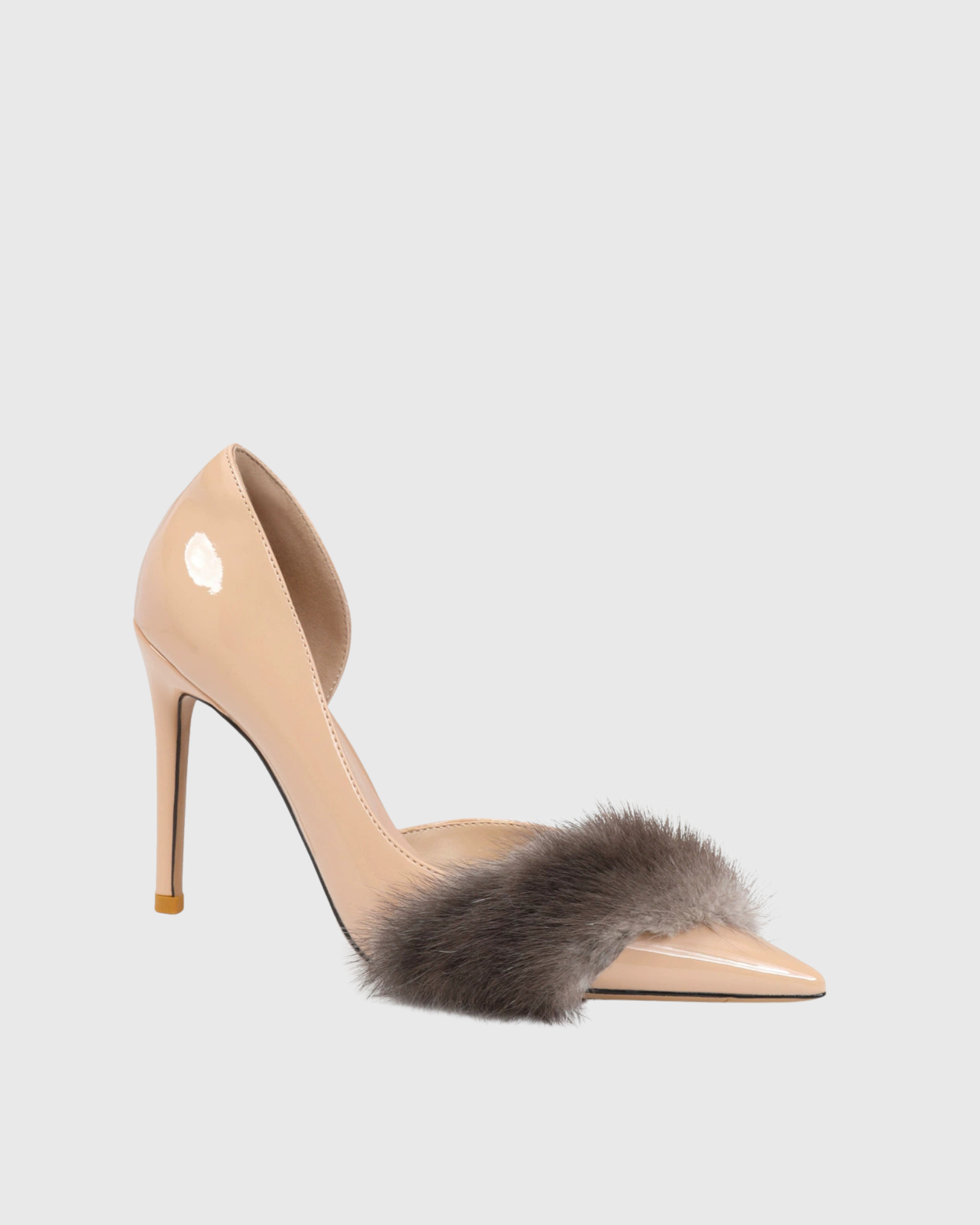 Clarke Fur Pointed Toe Pumps In Beige