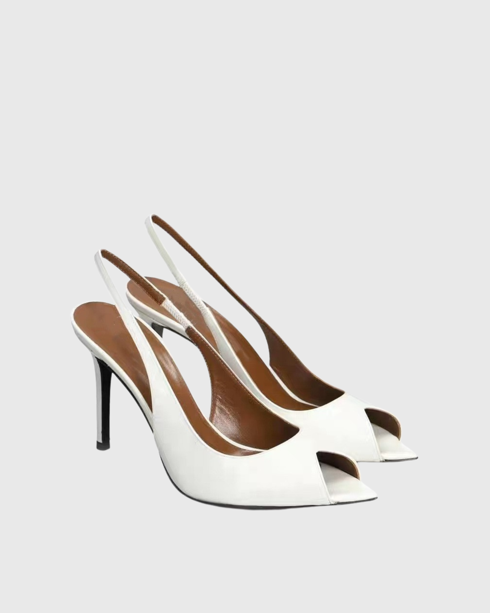 Freya Patent Leather Open Toe Pumps In White