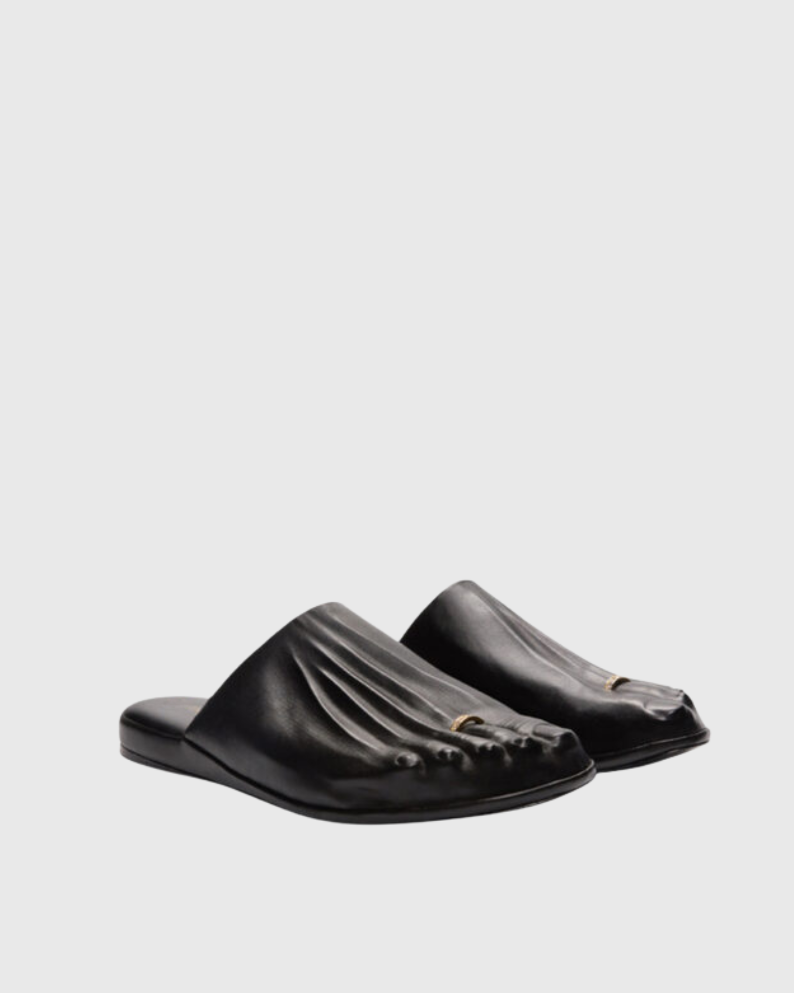 Wanda Ring Buckle Slippers In Black