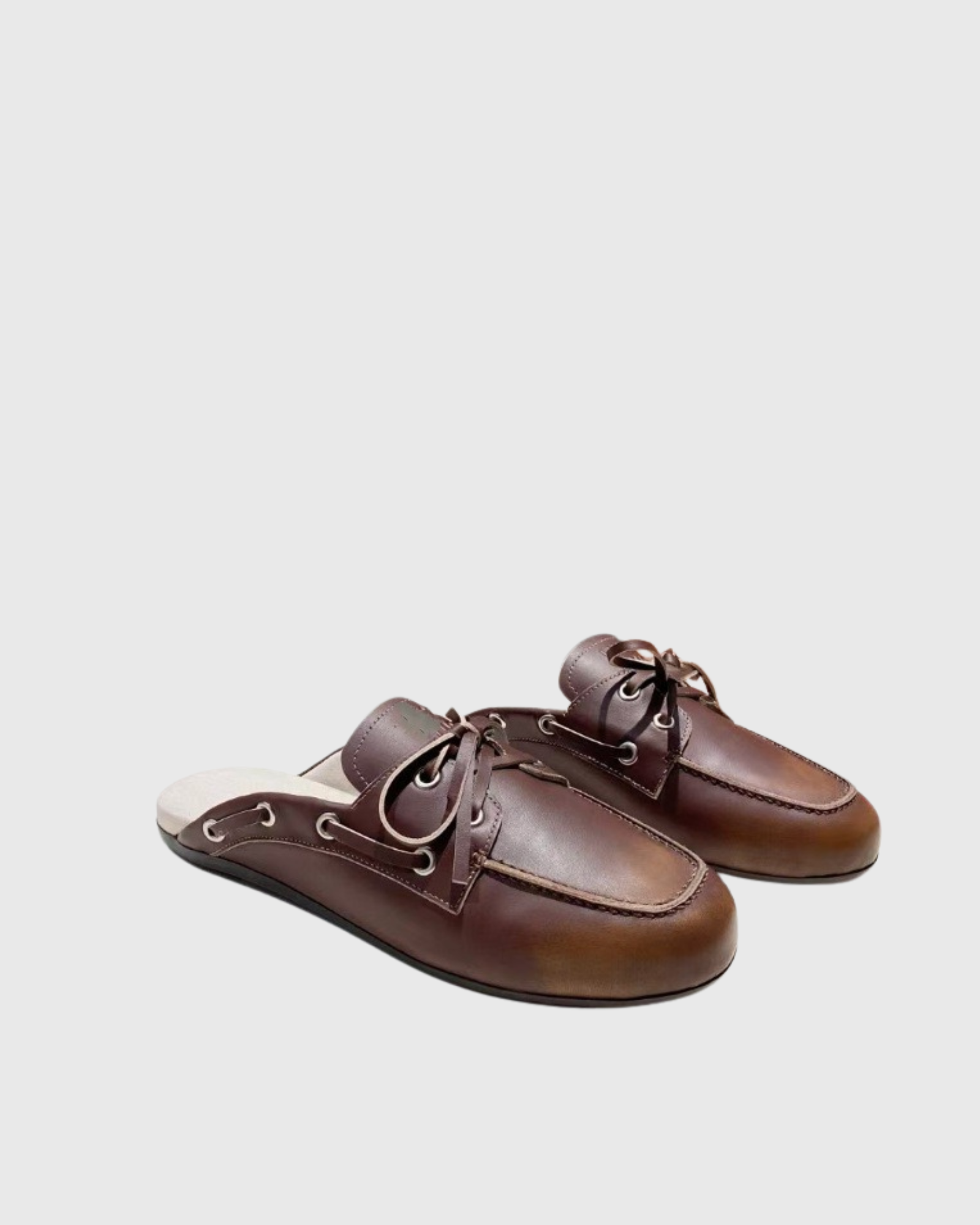 Ethan Leather Bow Strap Mule Loafer In Dark Brown
