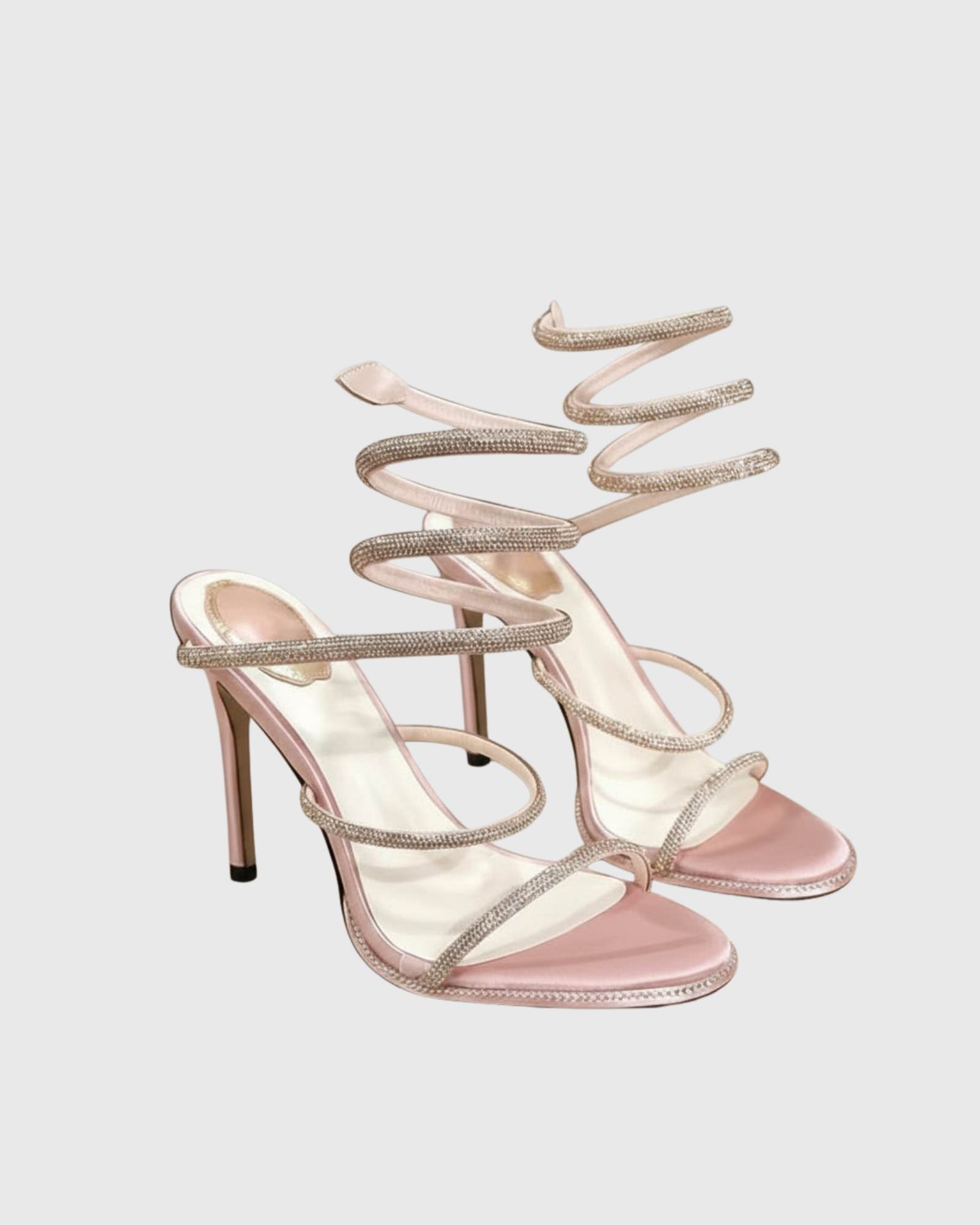 Elisa Rhinestone Embellished Snake Sandals In Pink
