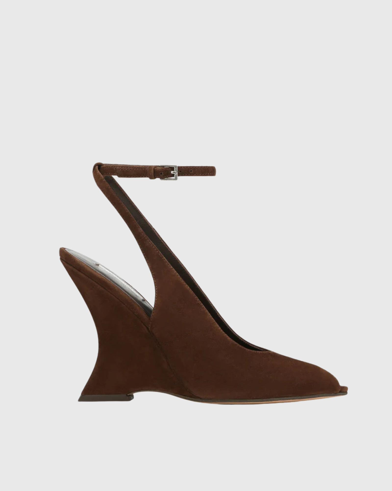 Eki Suede Open Toe Wedge Pumps In Brown