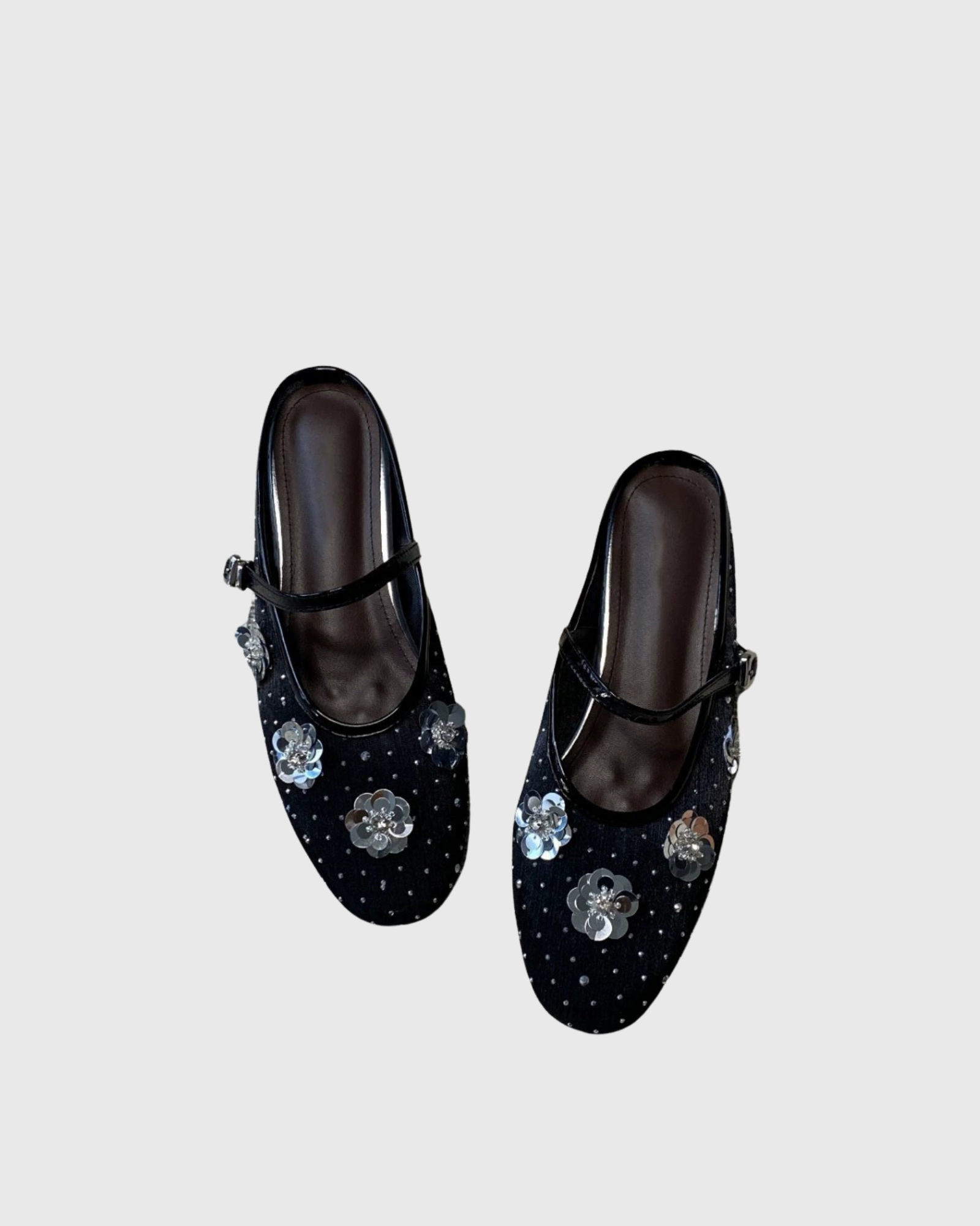 Frost Flower Rhinestone Mule In Black
