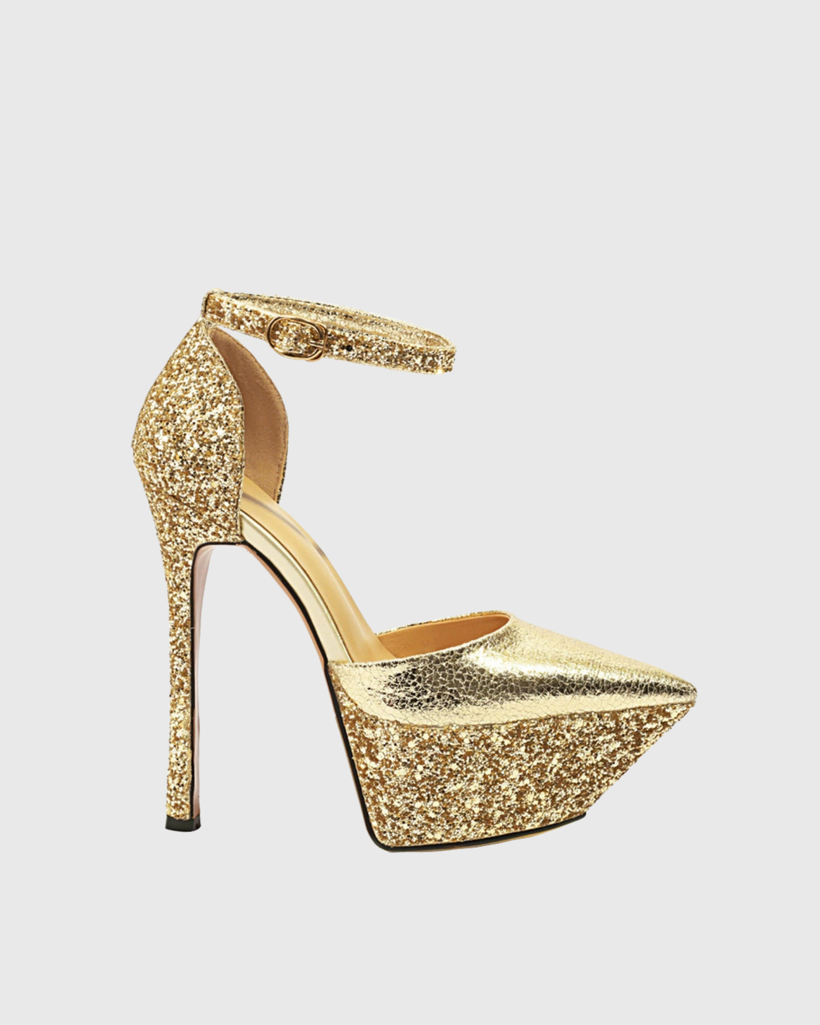 Isabeau Sequin Platform Sandals In Gold