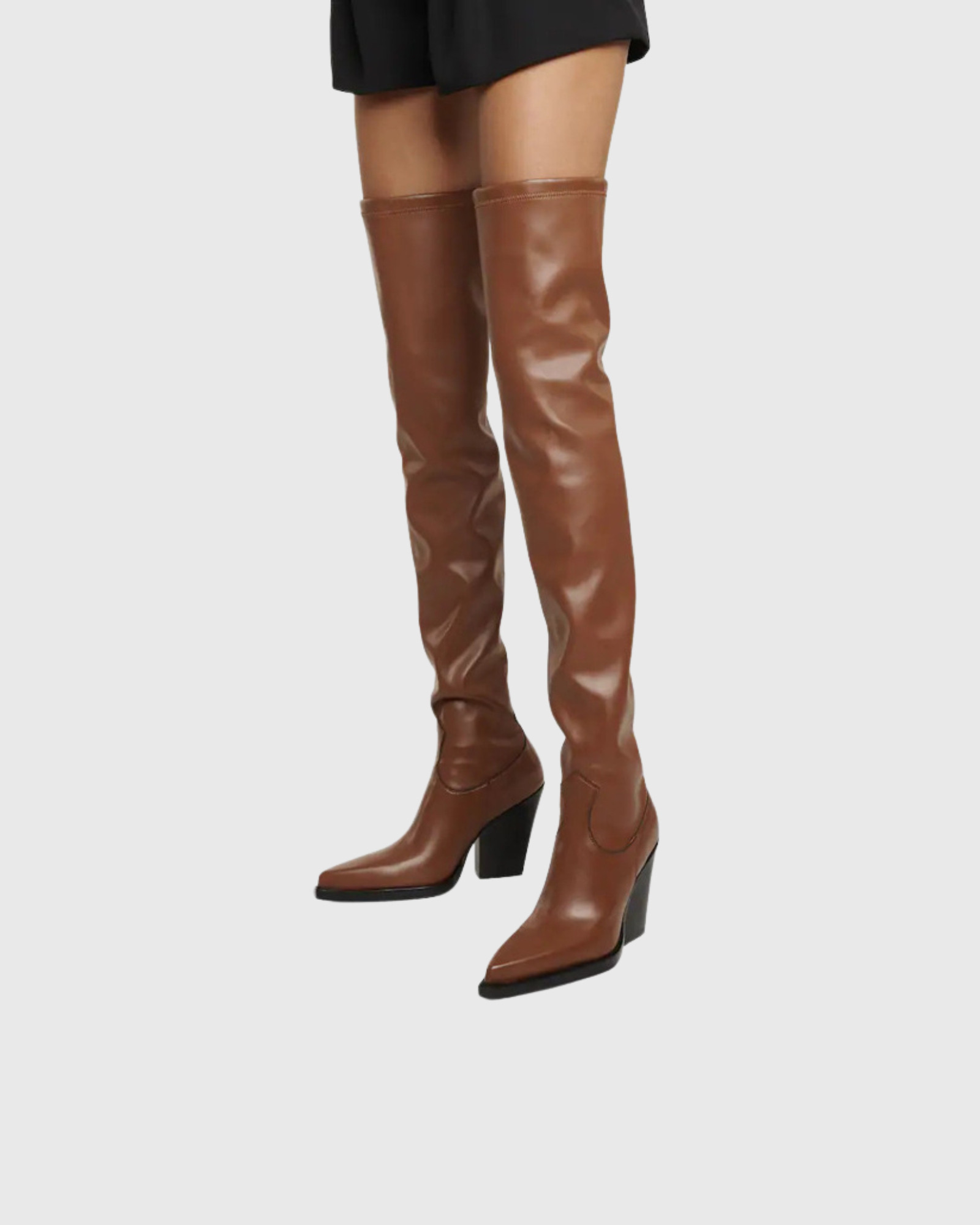 Rhodes Leather Over The Knee Boots In Brown