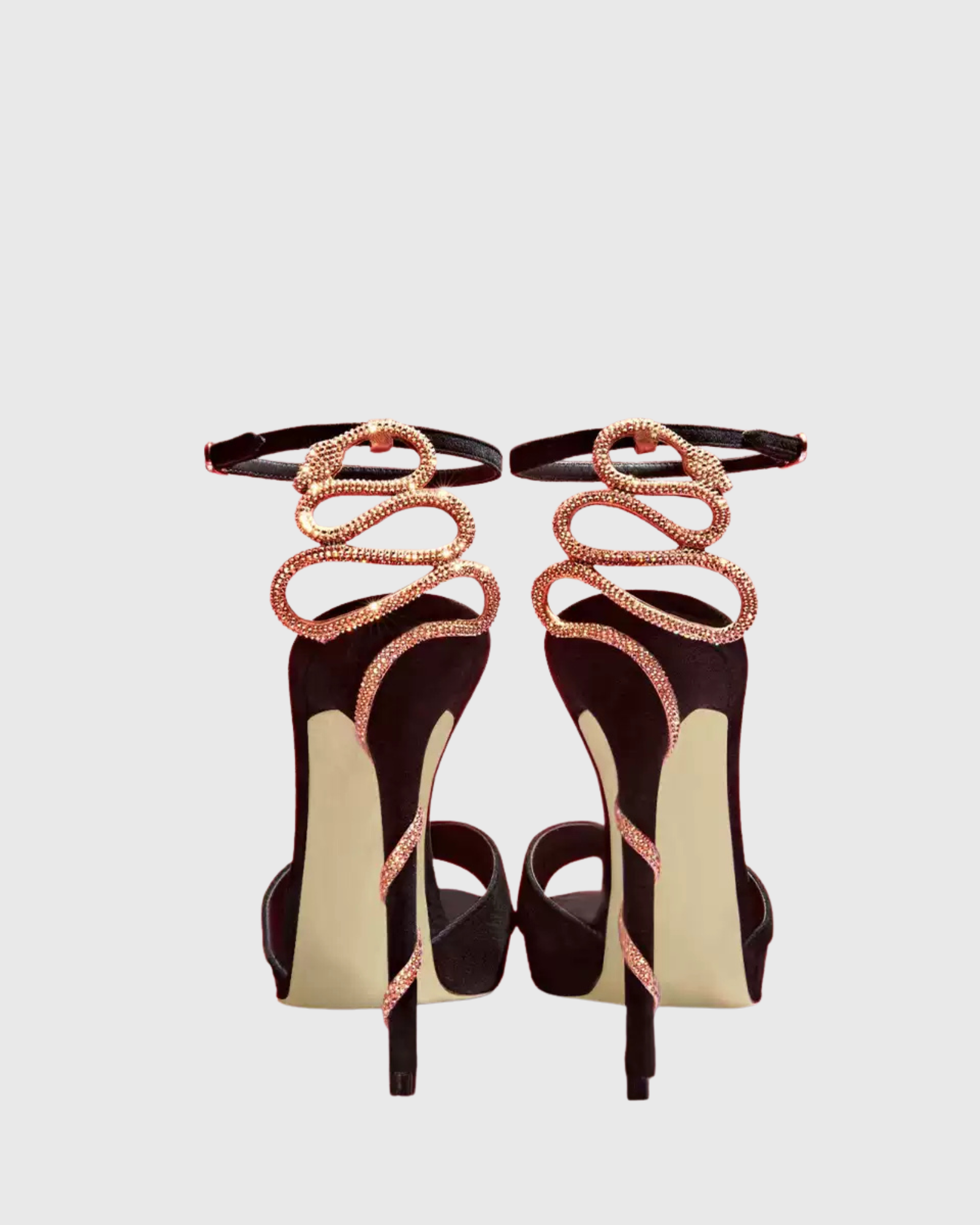 Voss Snake Wrap Stiletto Sandals In Black