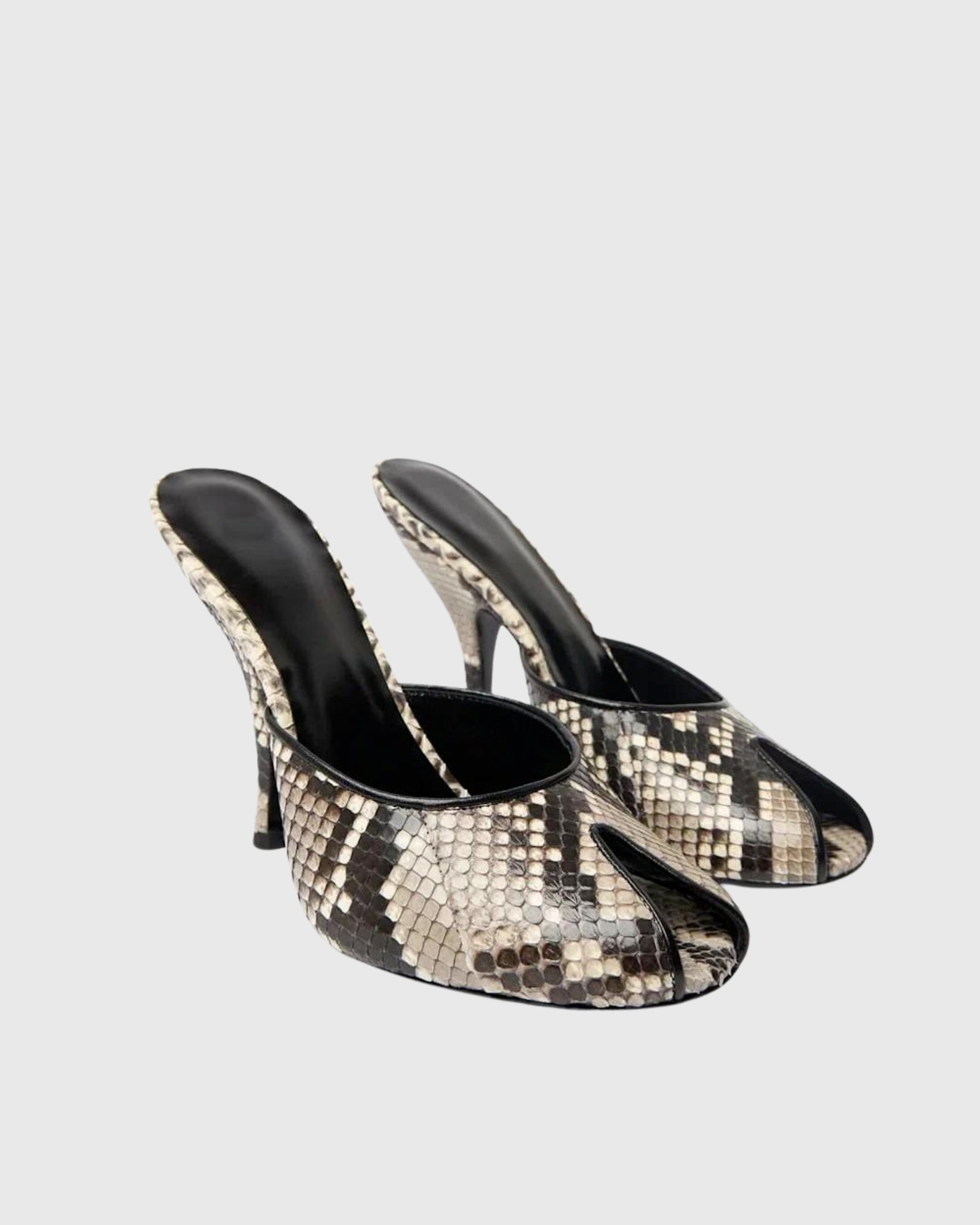 Nova Snake Print Open Toe Stiletto Mules