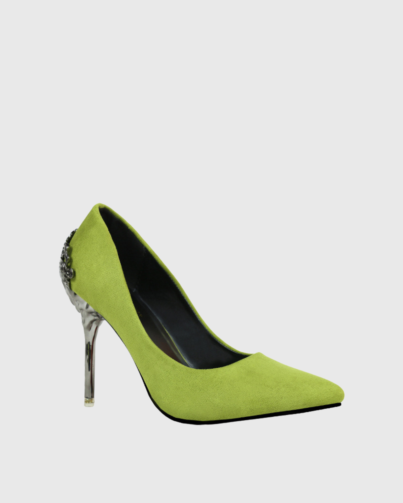 Cleo Flower Heel Velvet Pumps In Green