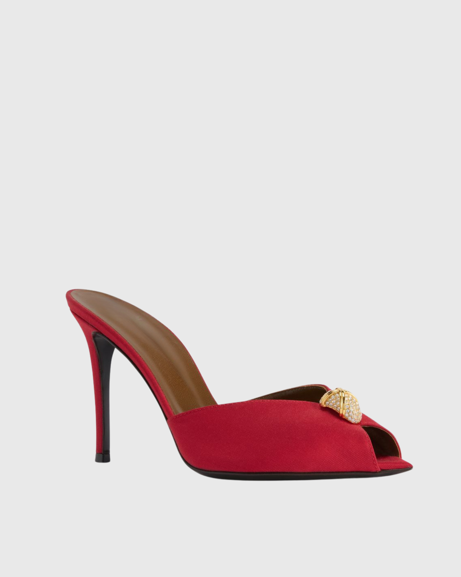 Crowe Satin Rhinestone Mules In Red