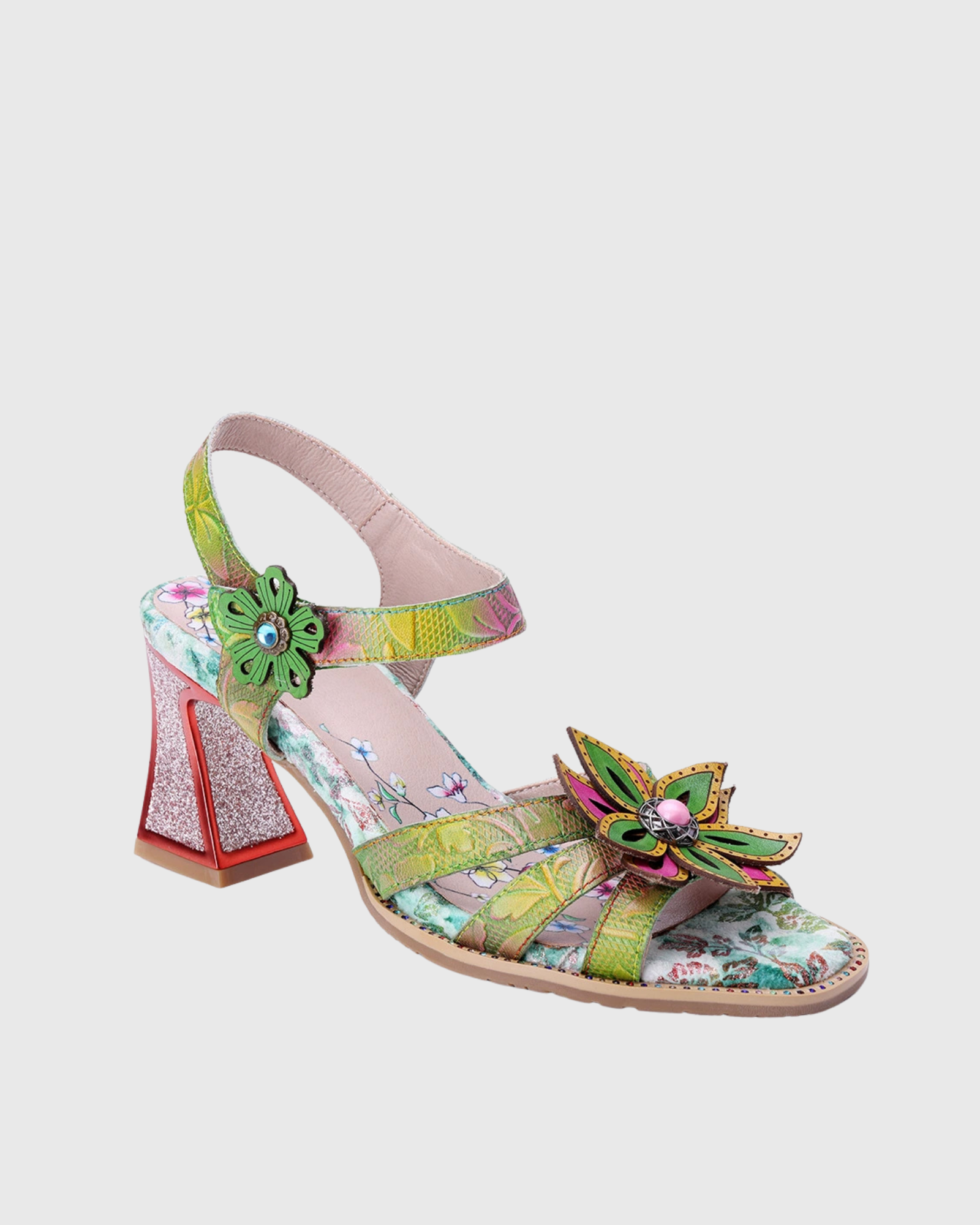 Langley Flower Vintage Sandals In Green