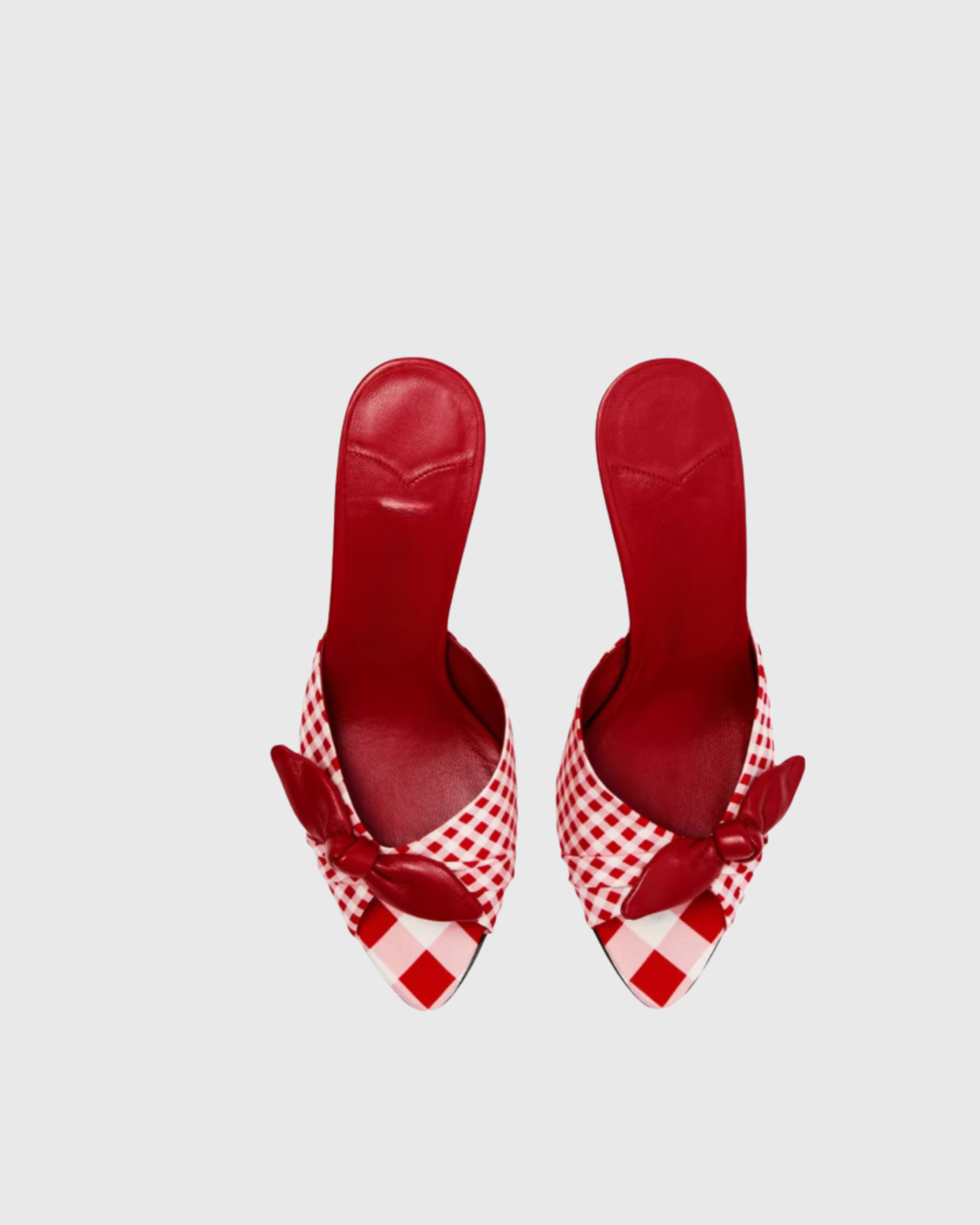Maeve Bow Wedge Mules in Red Plaid