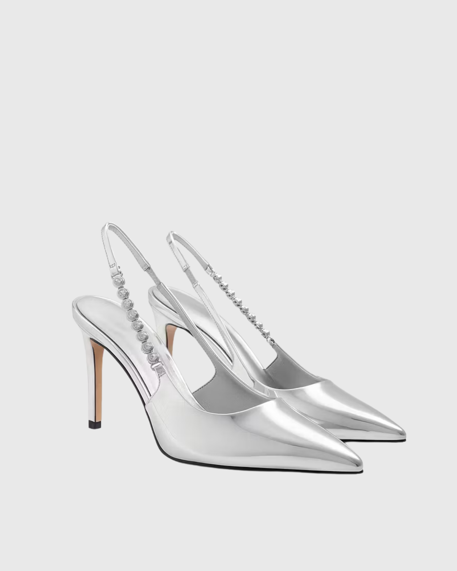 Maren Rhinestone Chain Stiletto Sandals In Silver