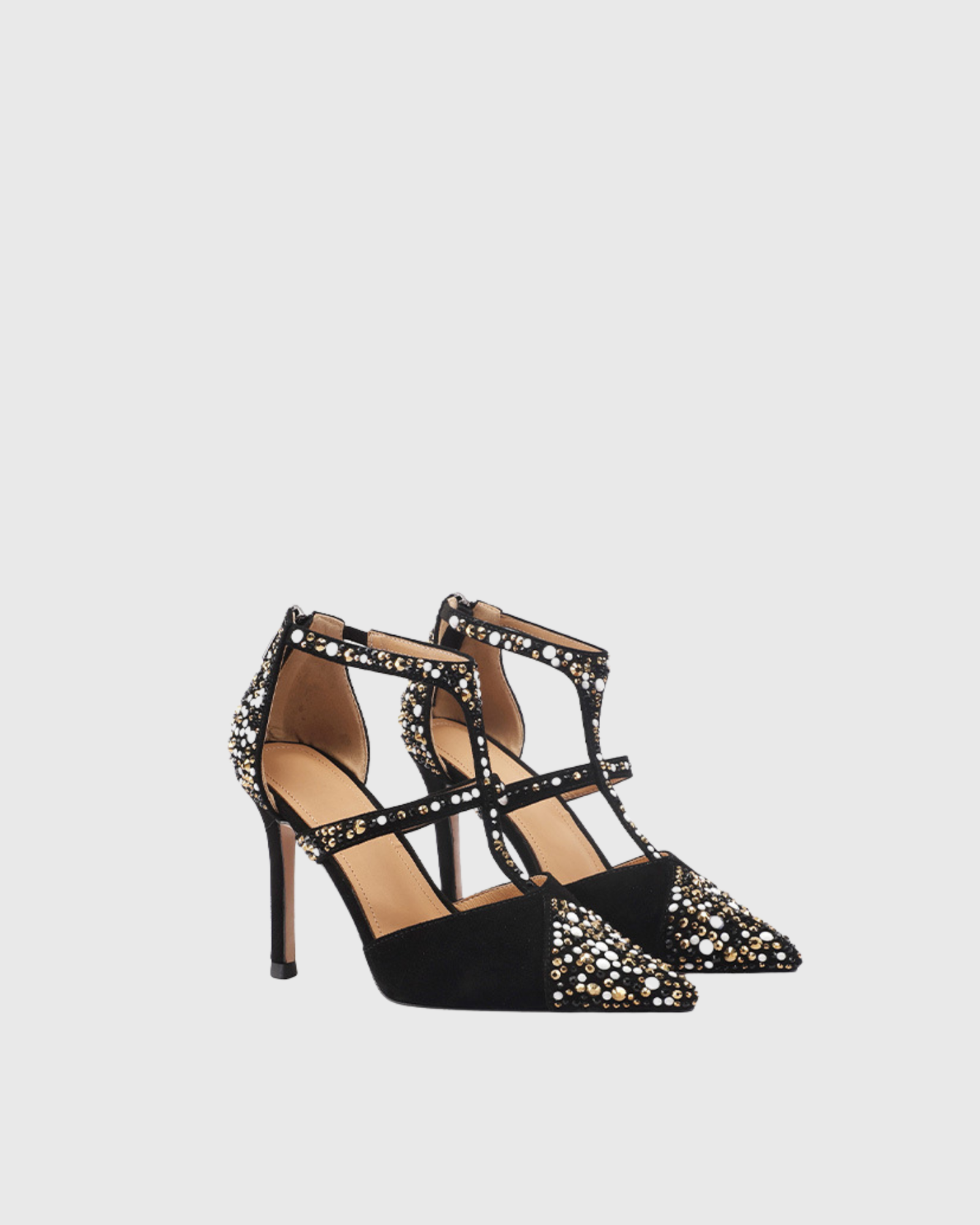 Luna Rhinestone Strap Pumps In Black