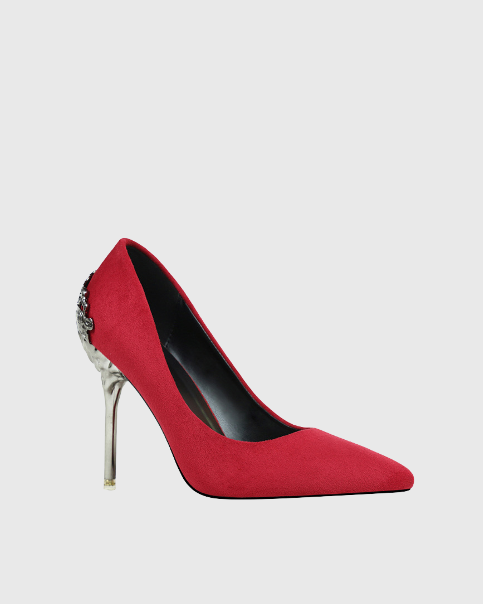 Cleo Flower Heel Velvet Pumps In Red