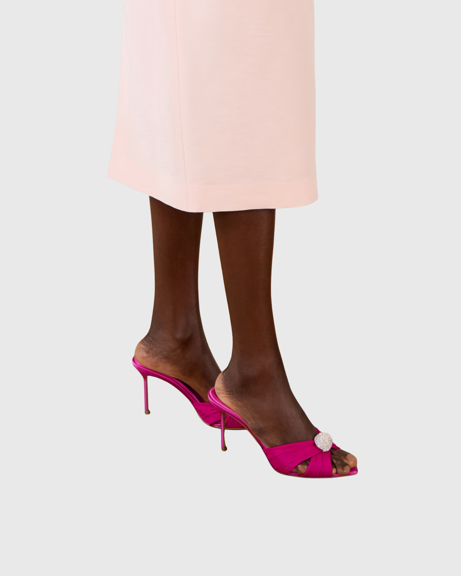 Lena Rhinestone Open Toe Mules In Fuchsia
