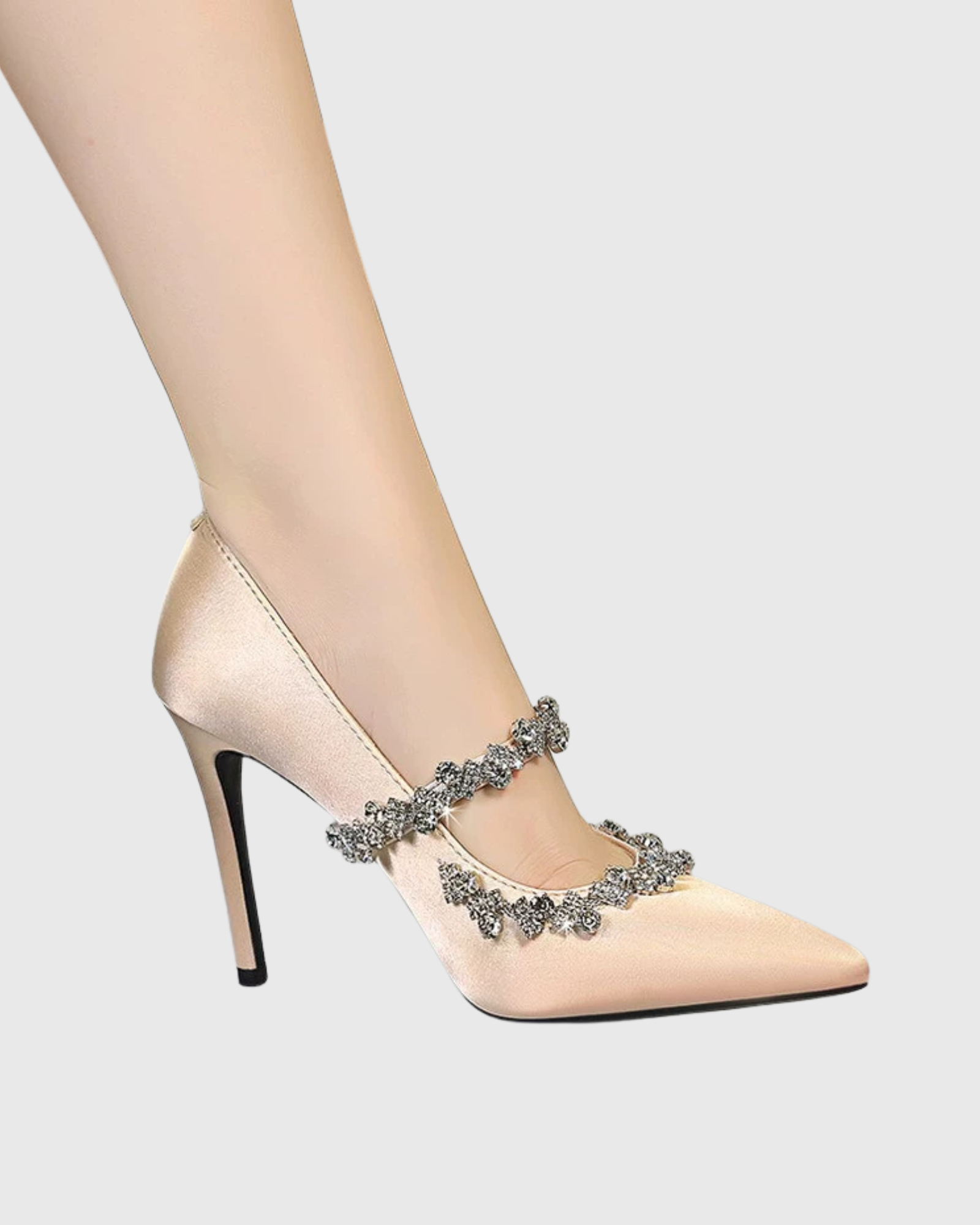 Tessa Rhinestone Satin Pumps In Champagne