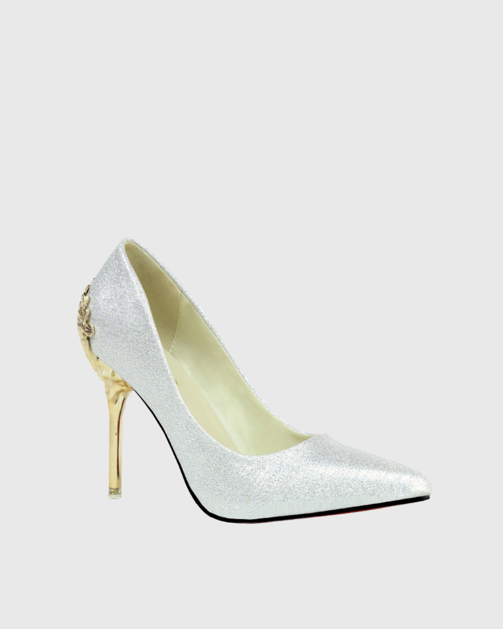 Cleo Flower Heel Pumps In Silver