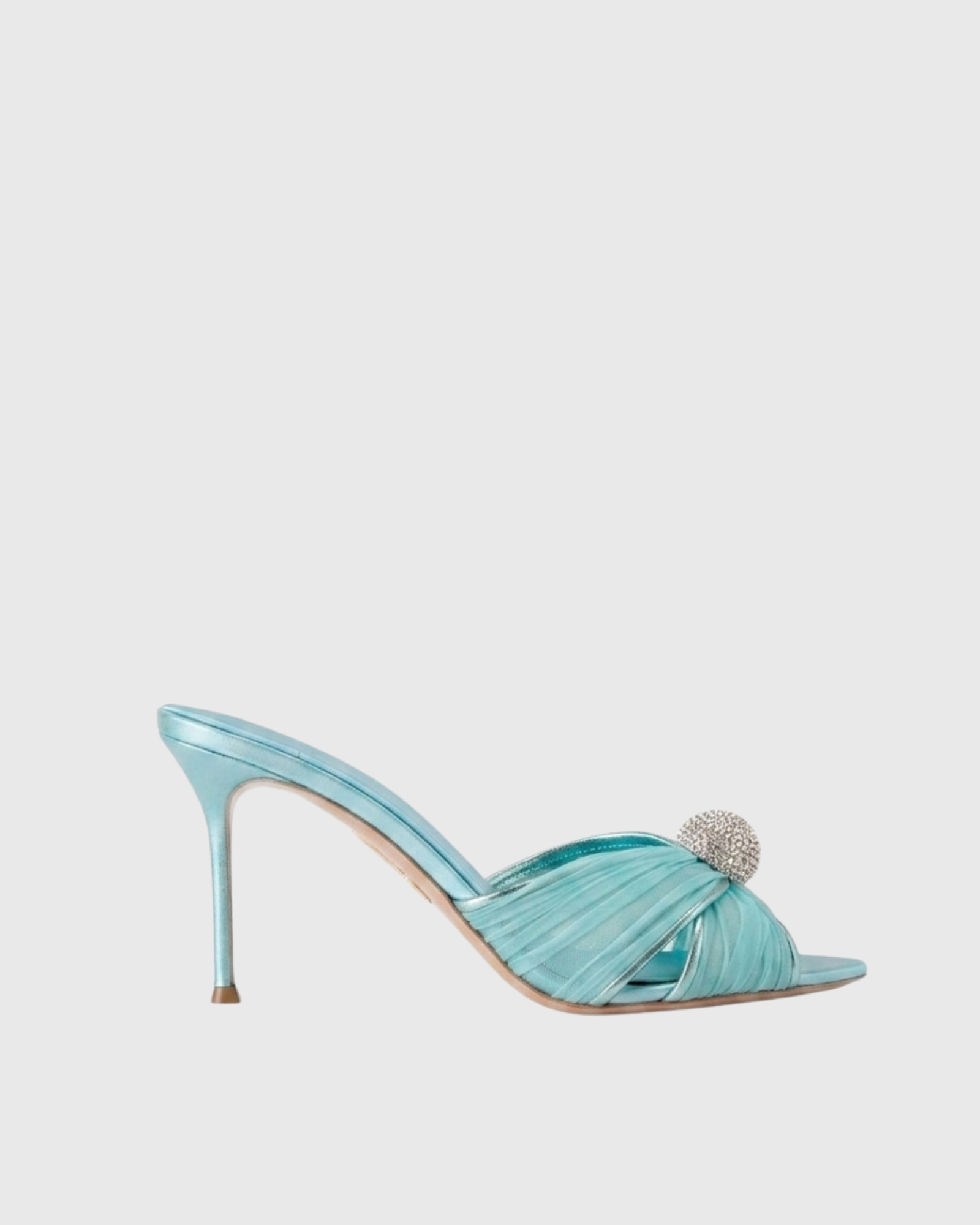 Lena Rhinestone Open Toe Mules In Turquoise