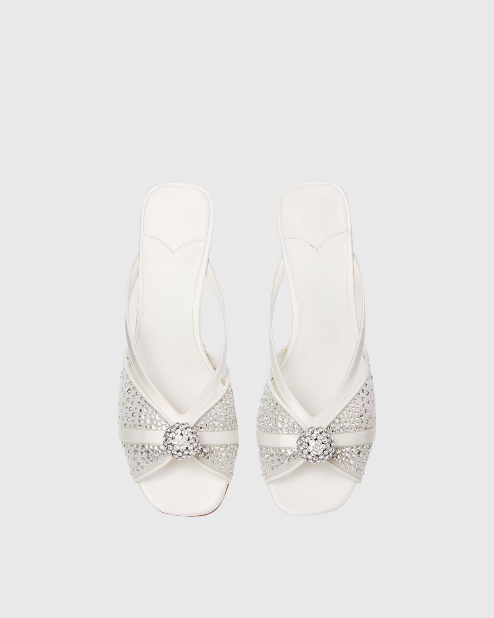 Prescott Rhinestone Mesh Mules In White