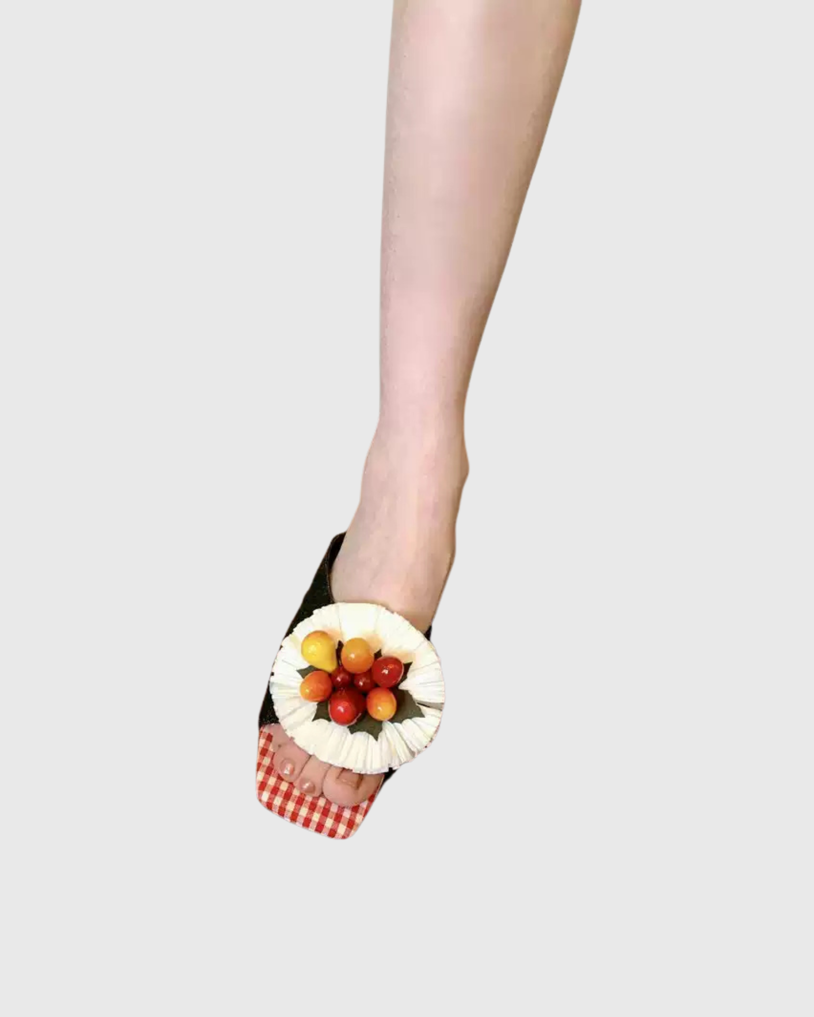 Odette Berry Embellished Plaid Mules