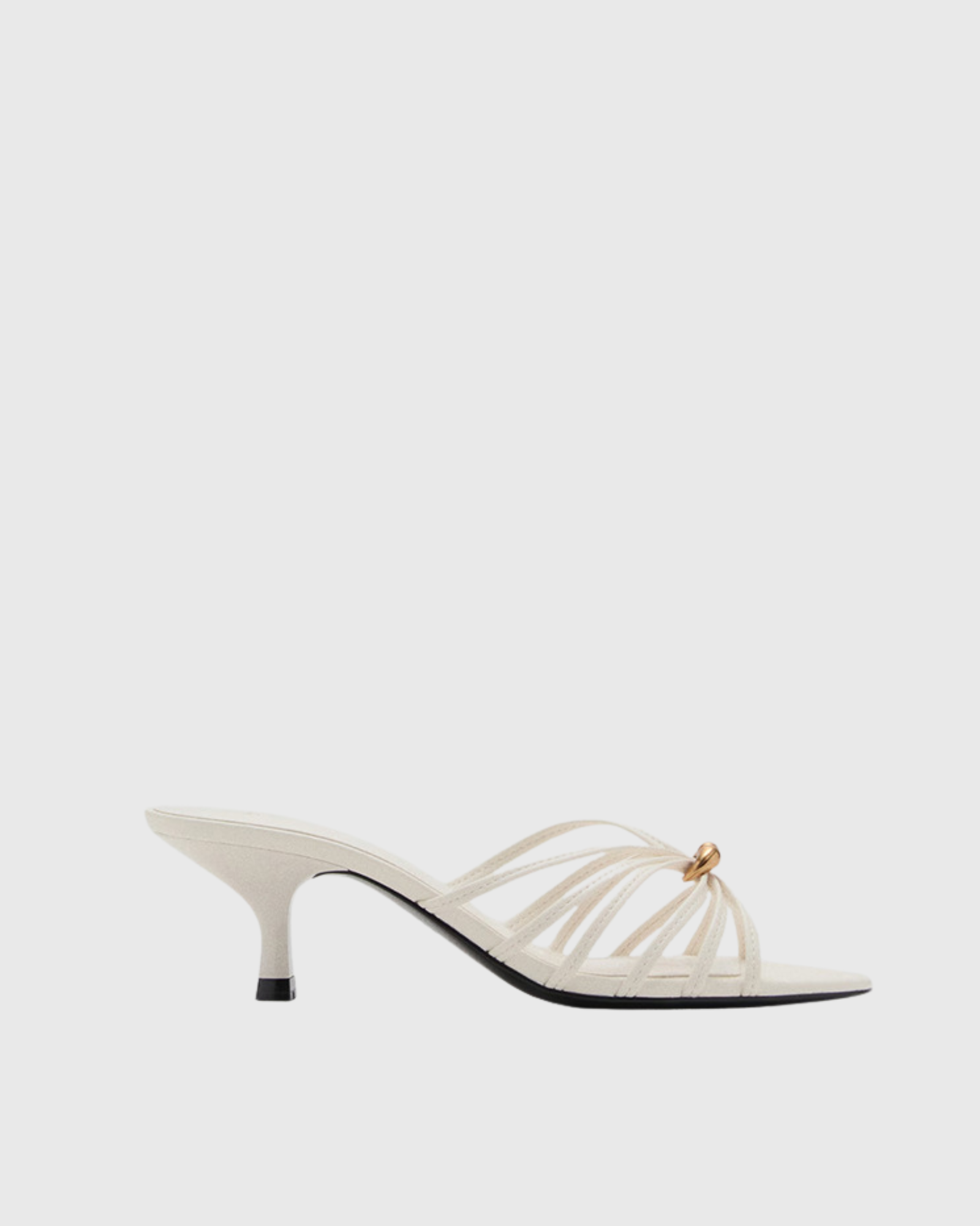 Roselle Metal Stiletto Mules In White