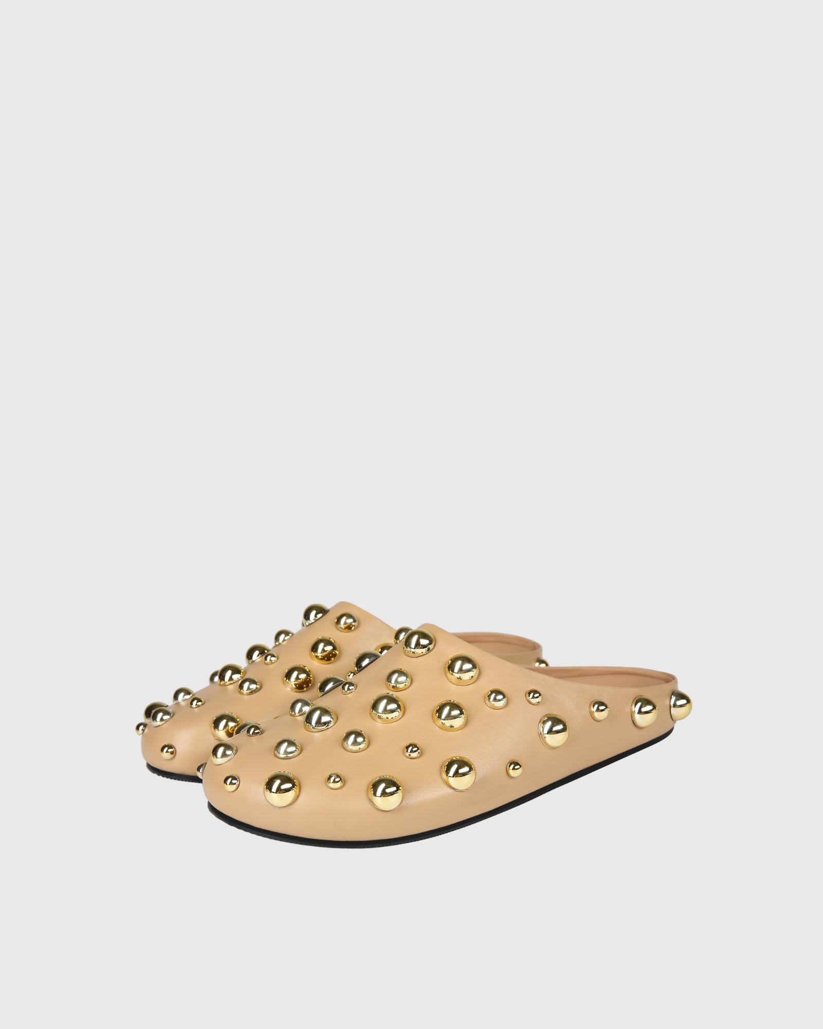 Winslow Metal Embellished Slippers In Almond
