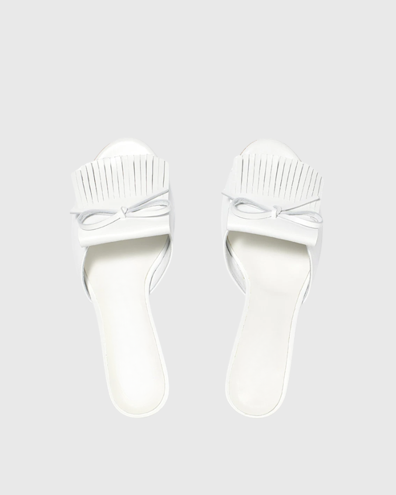 Imogen Fringe Wedge Peep Toe Mules In White