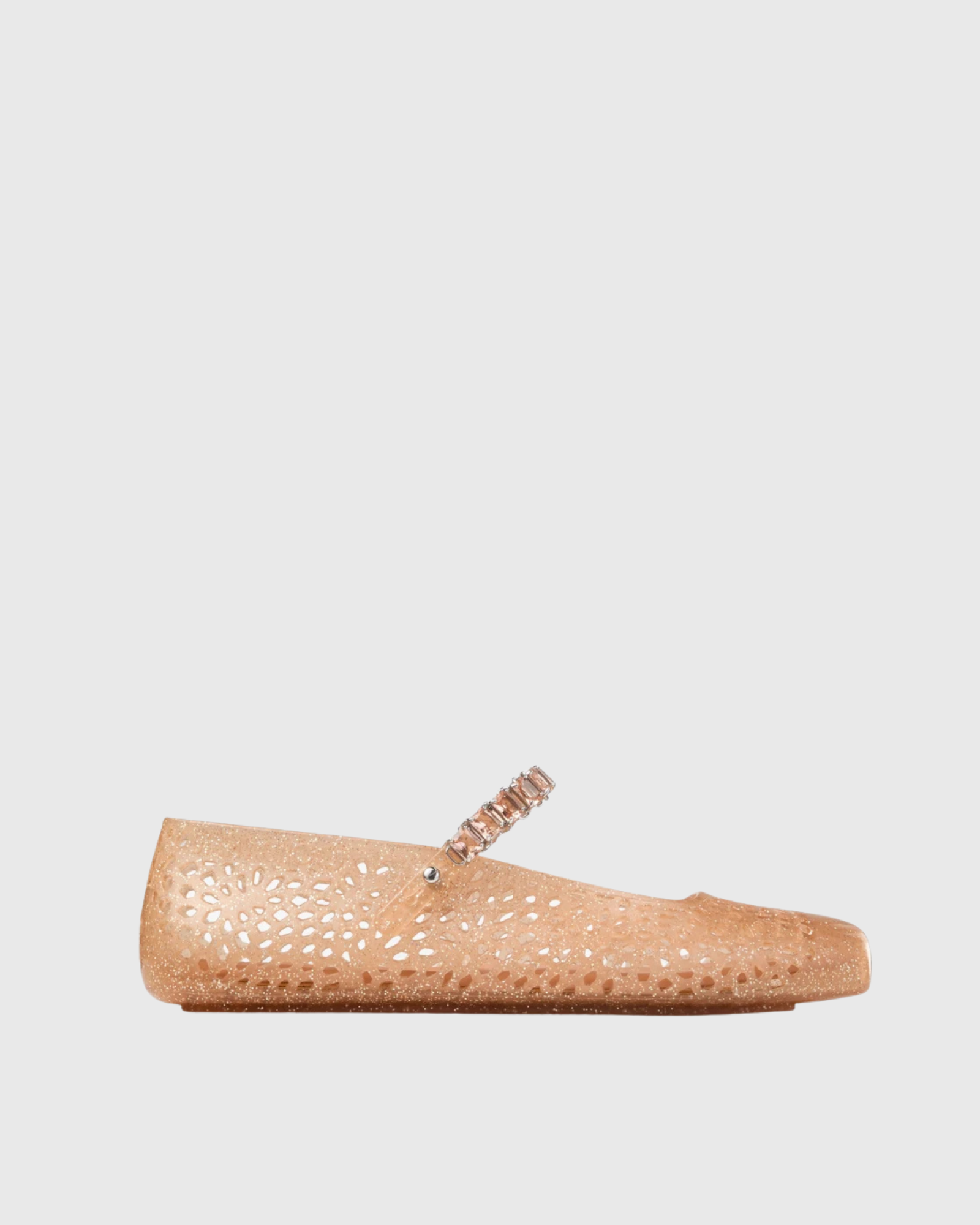 Zara Jelly PVC Cut Out  Flats In Gold