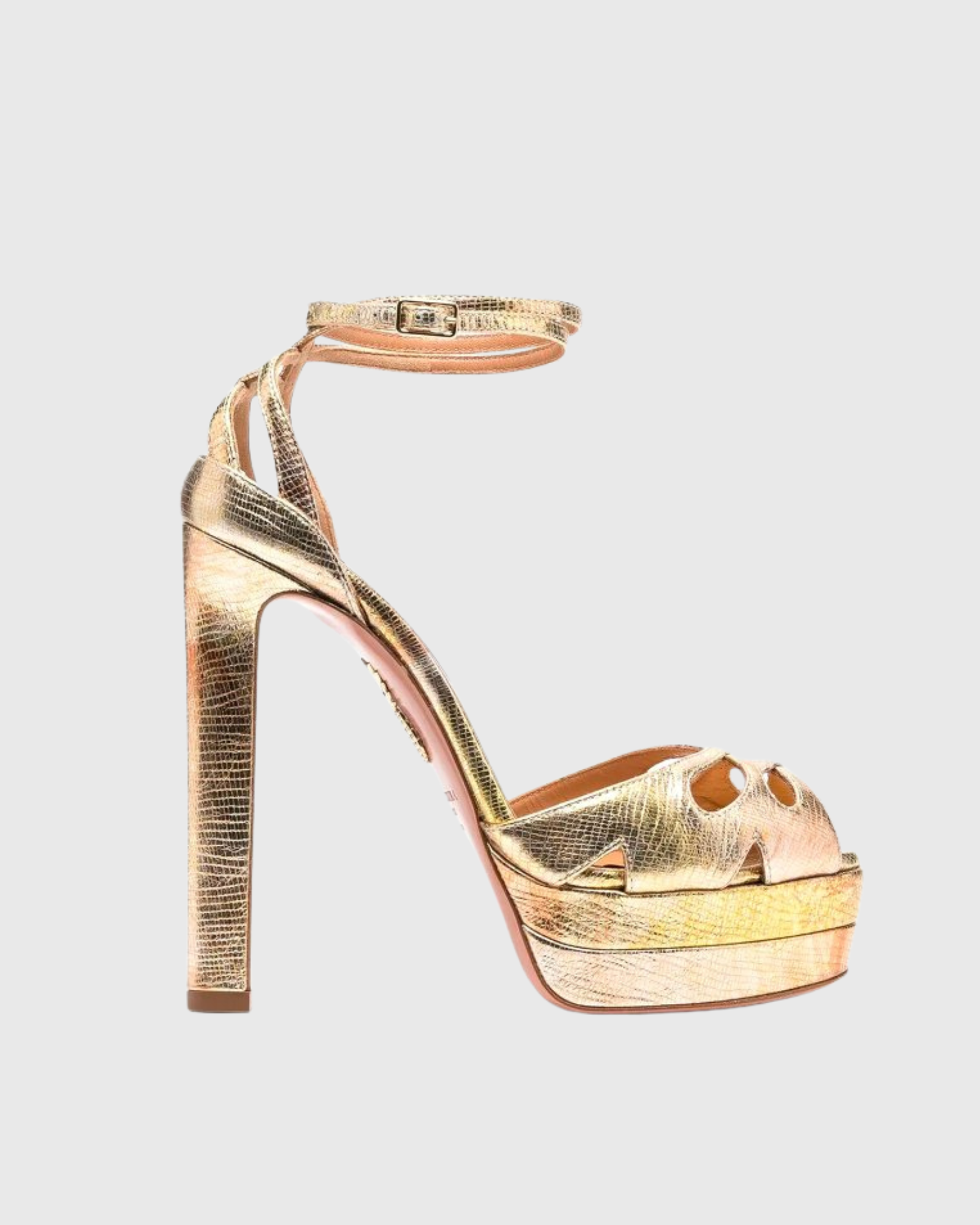 Lucienne Platform Strap Stiletto Sandals In Gold 
