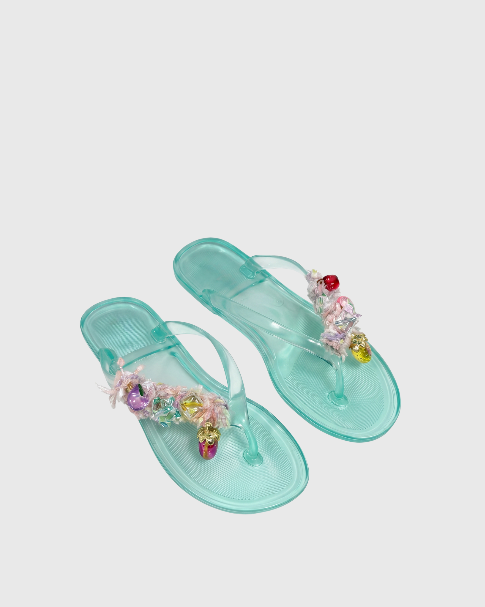 Elowen Embellished Jelly Thong Slippers In Green