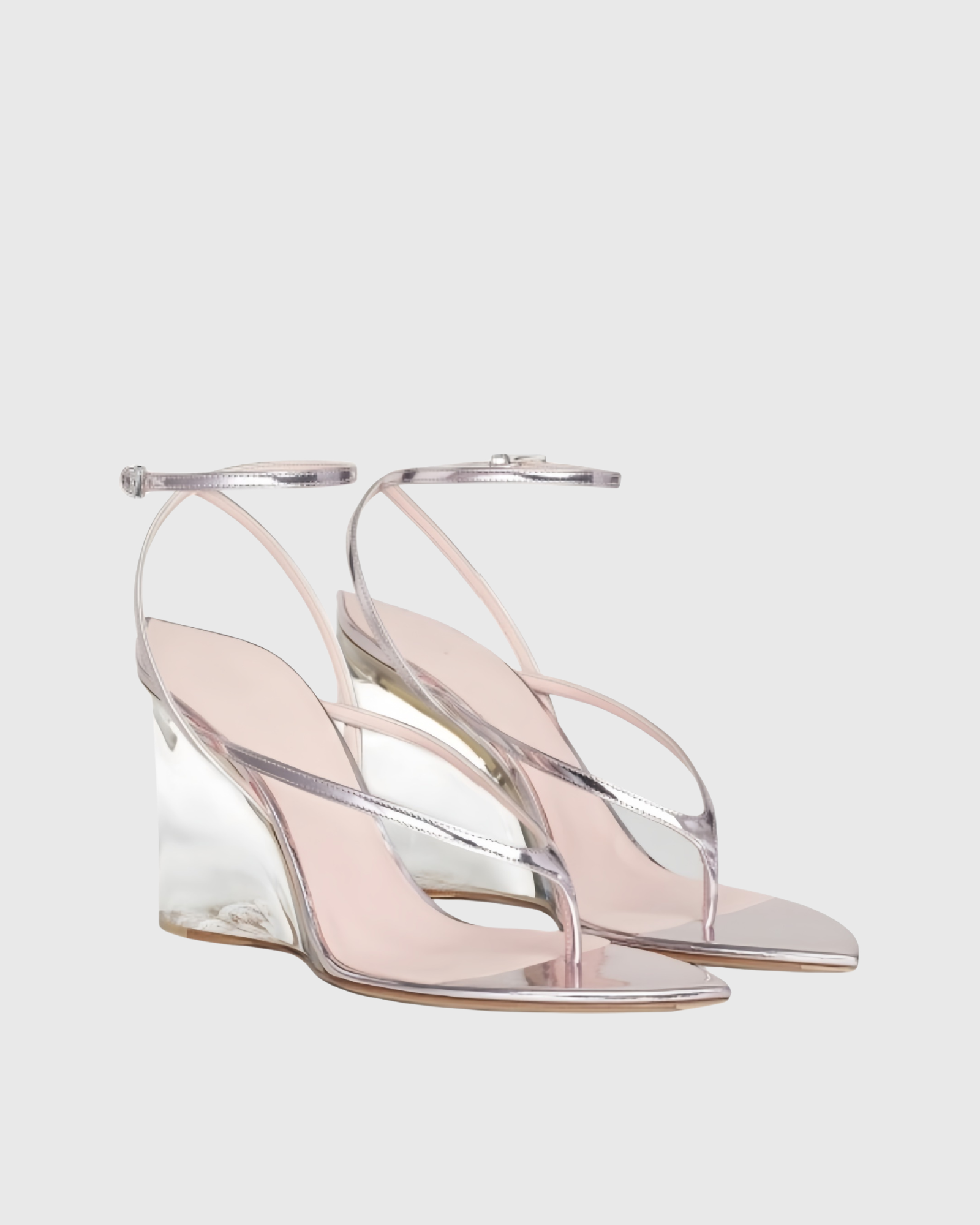 Cezelle Clear Wedge Thong Sandals In Pink