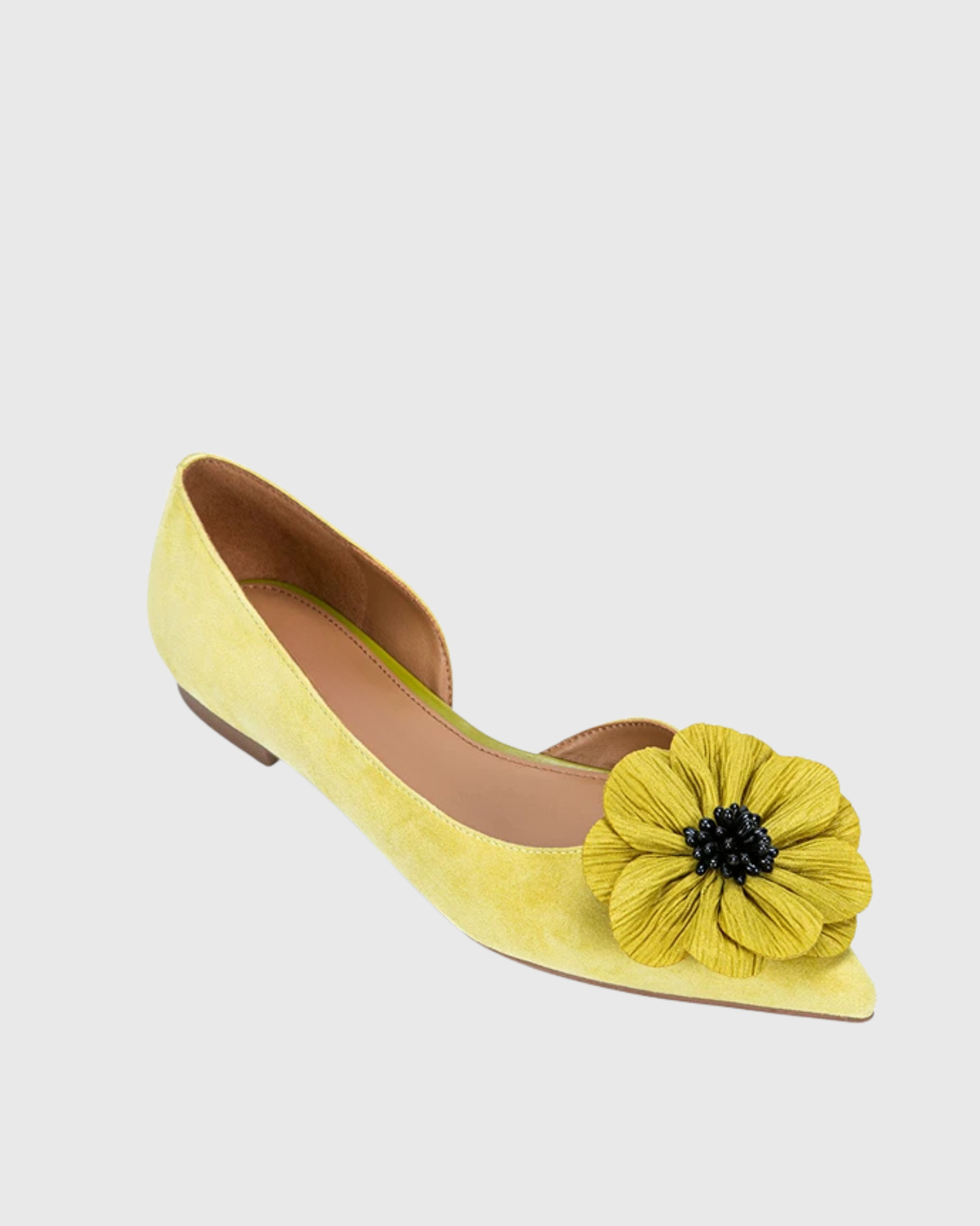 Vanelis Flower Suede Flats In Yellow