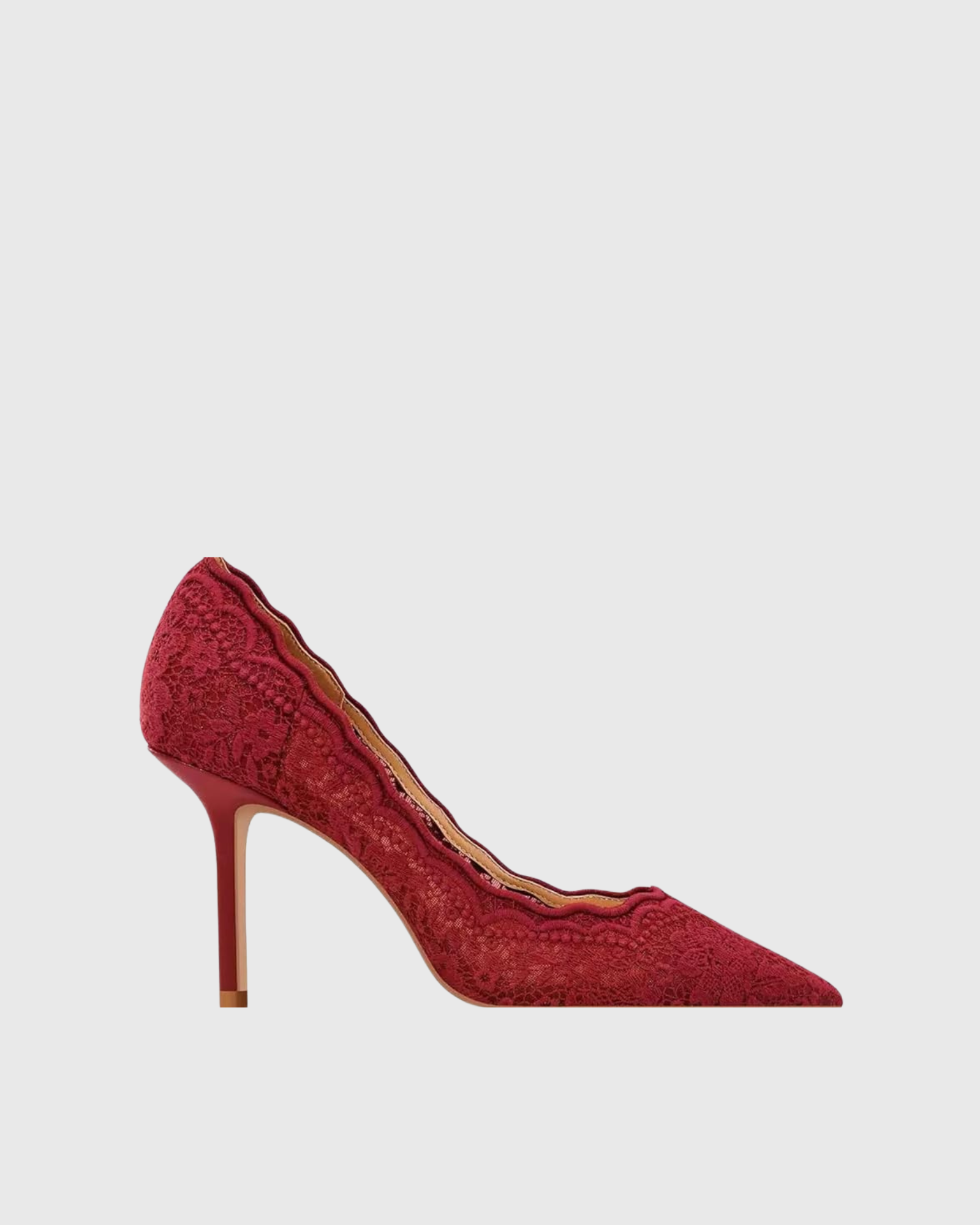 Vaike Embroidery Lace Pumps In Red