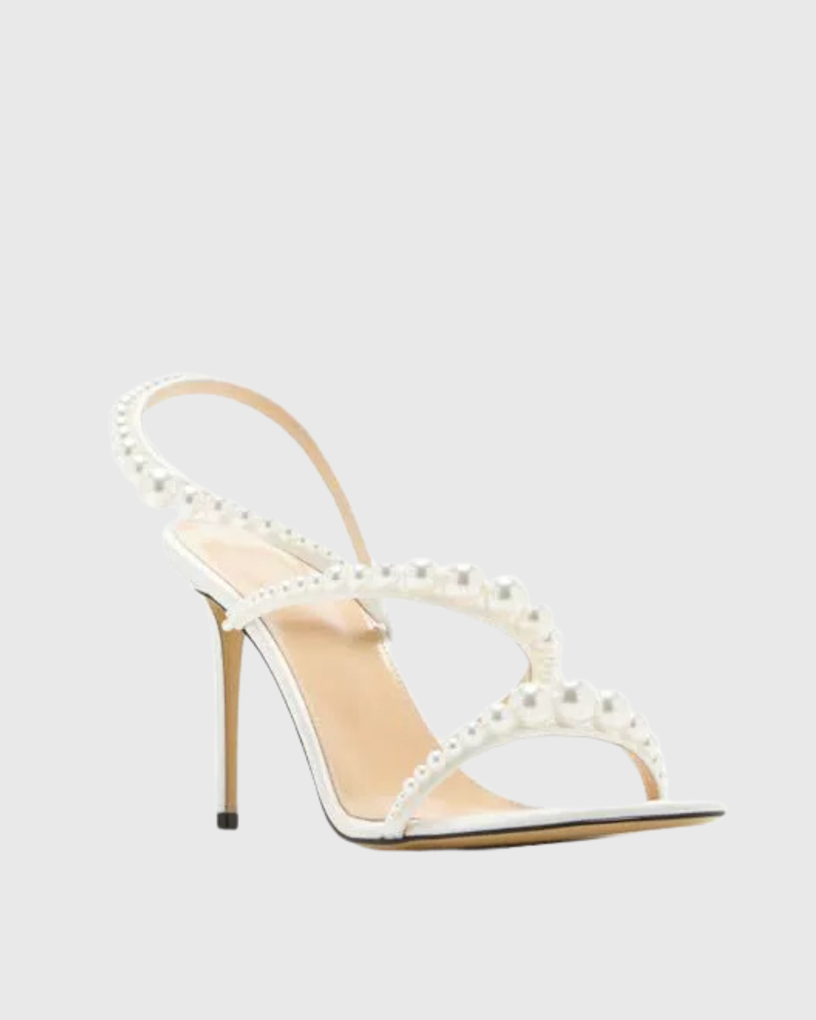 Axoria Pearl Spiral Stiletto Sandals In White