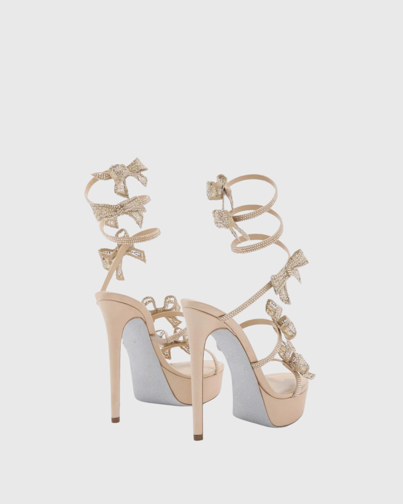 Elisa Bow Rhinestone 	Platform Sandals In Beige