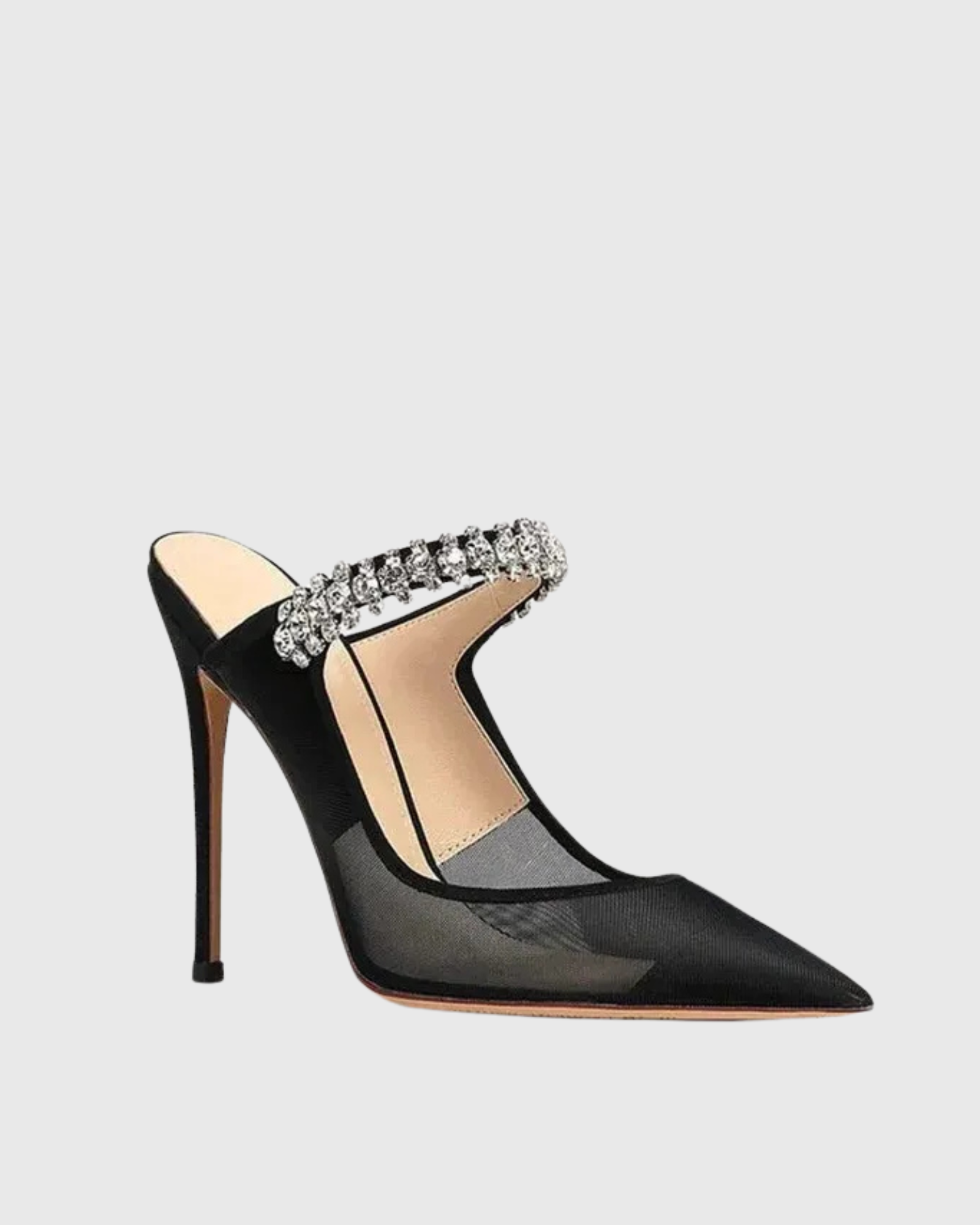 Dune Mesh Strap Stiletto Sandals In Black
