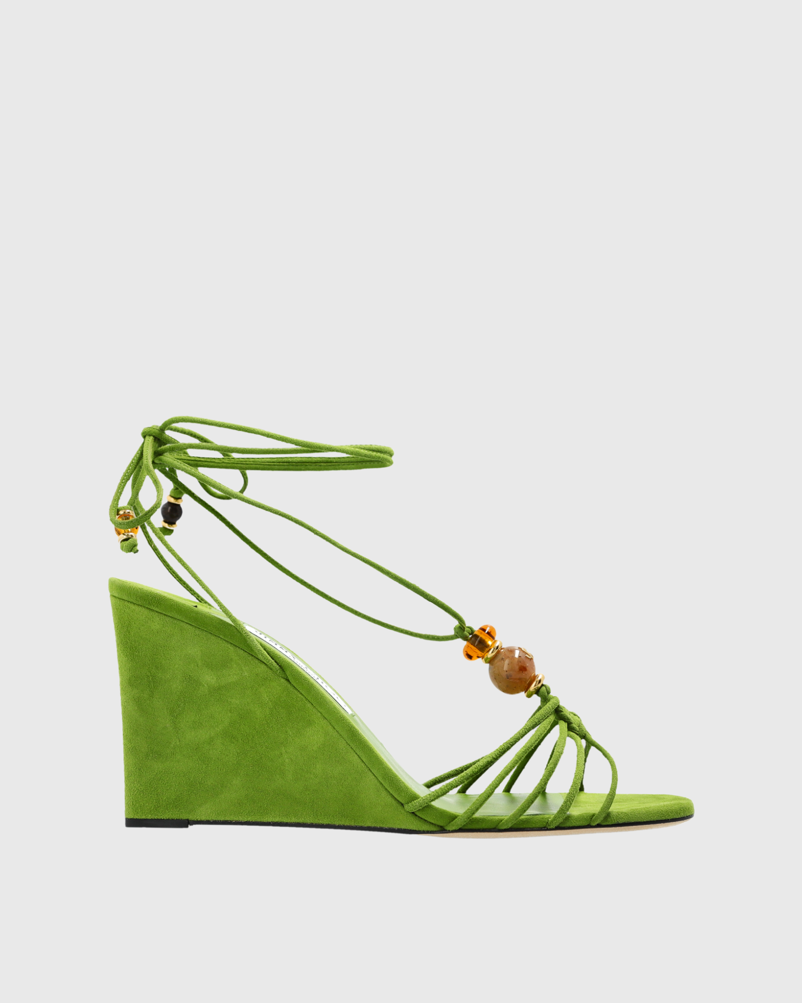Liora Suede Wedge Sandals In Olive Green