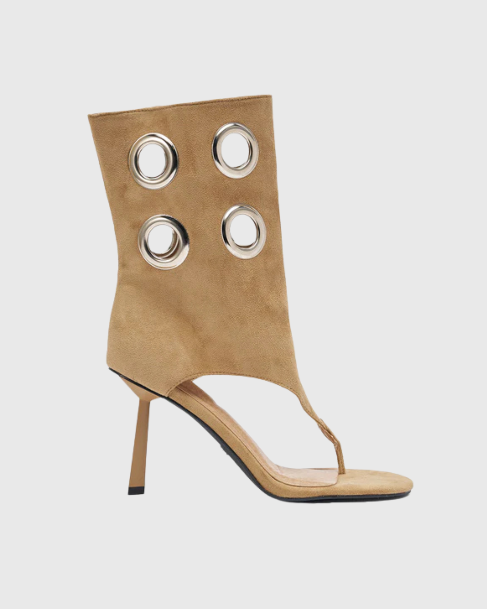 Hygia Eyelet Thong Sandals In Beige