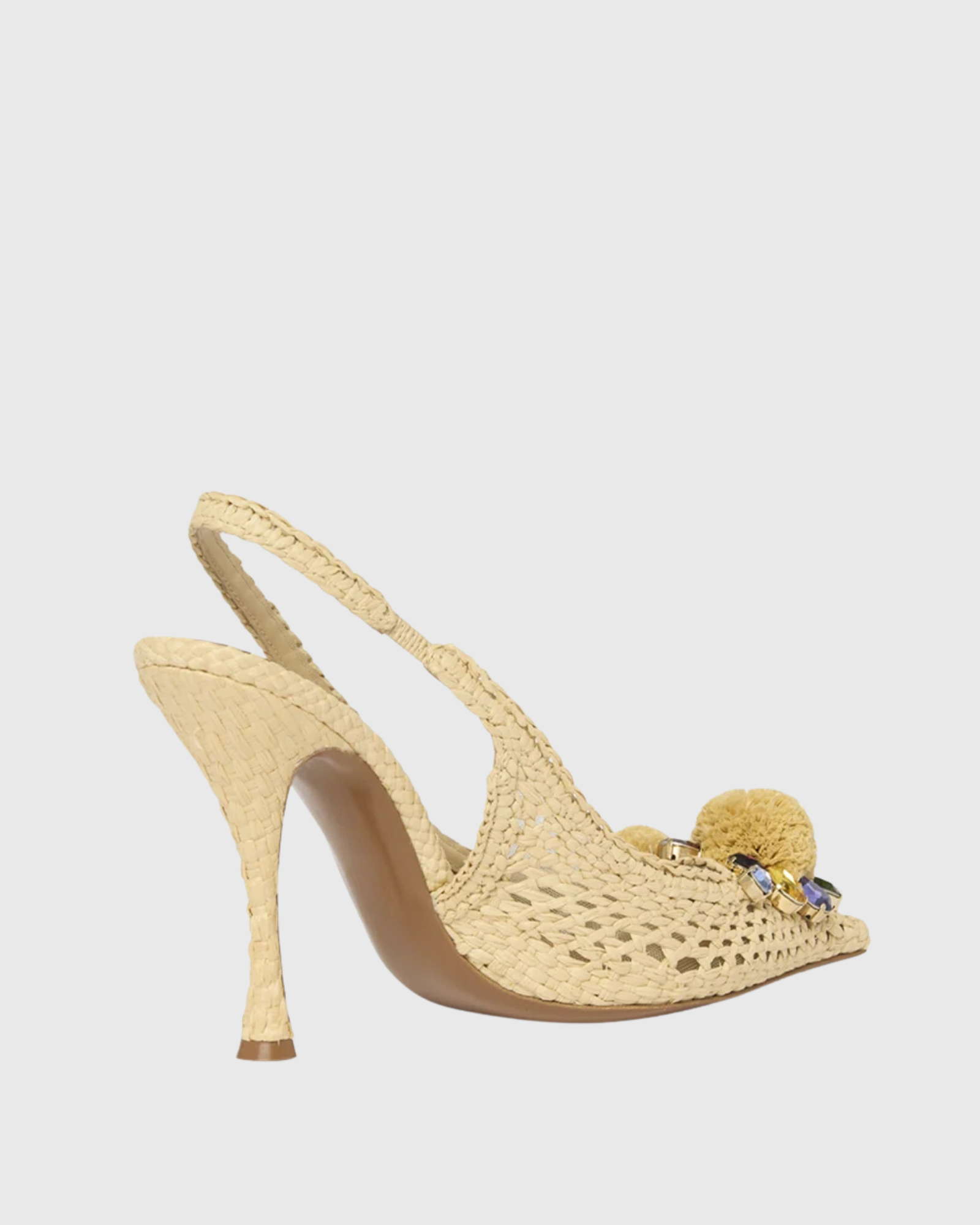Thalassa Crochet Gem Sandals In Beige