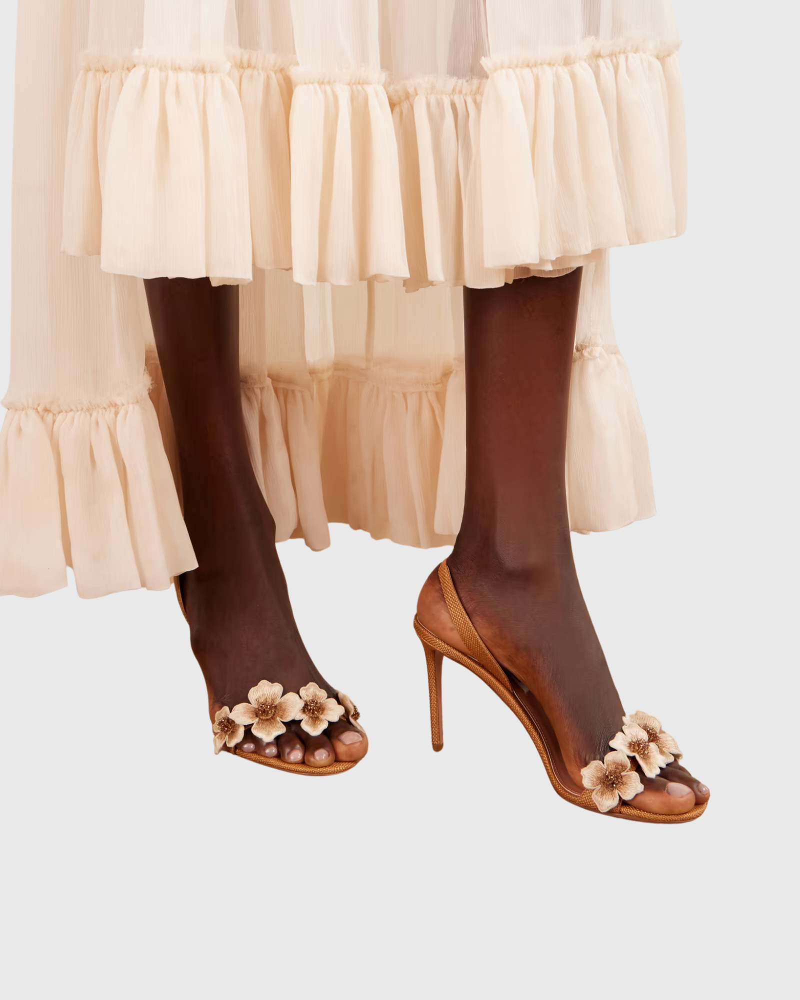 Florence Flower Sandals In Light Brown 