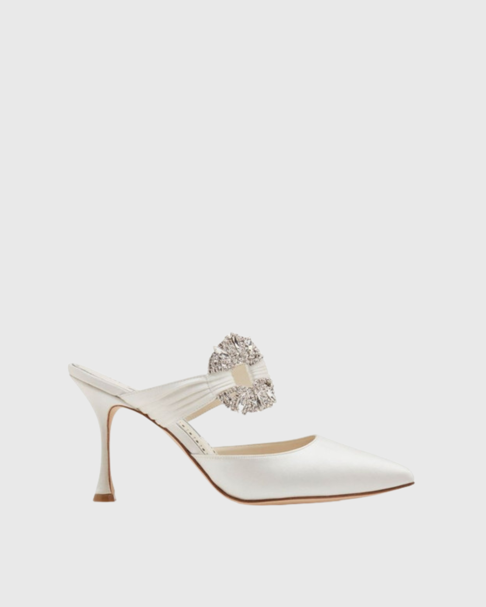 Sasha Diamond Satin Mules In Cream