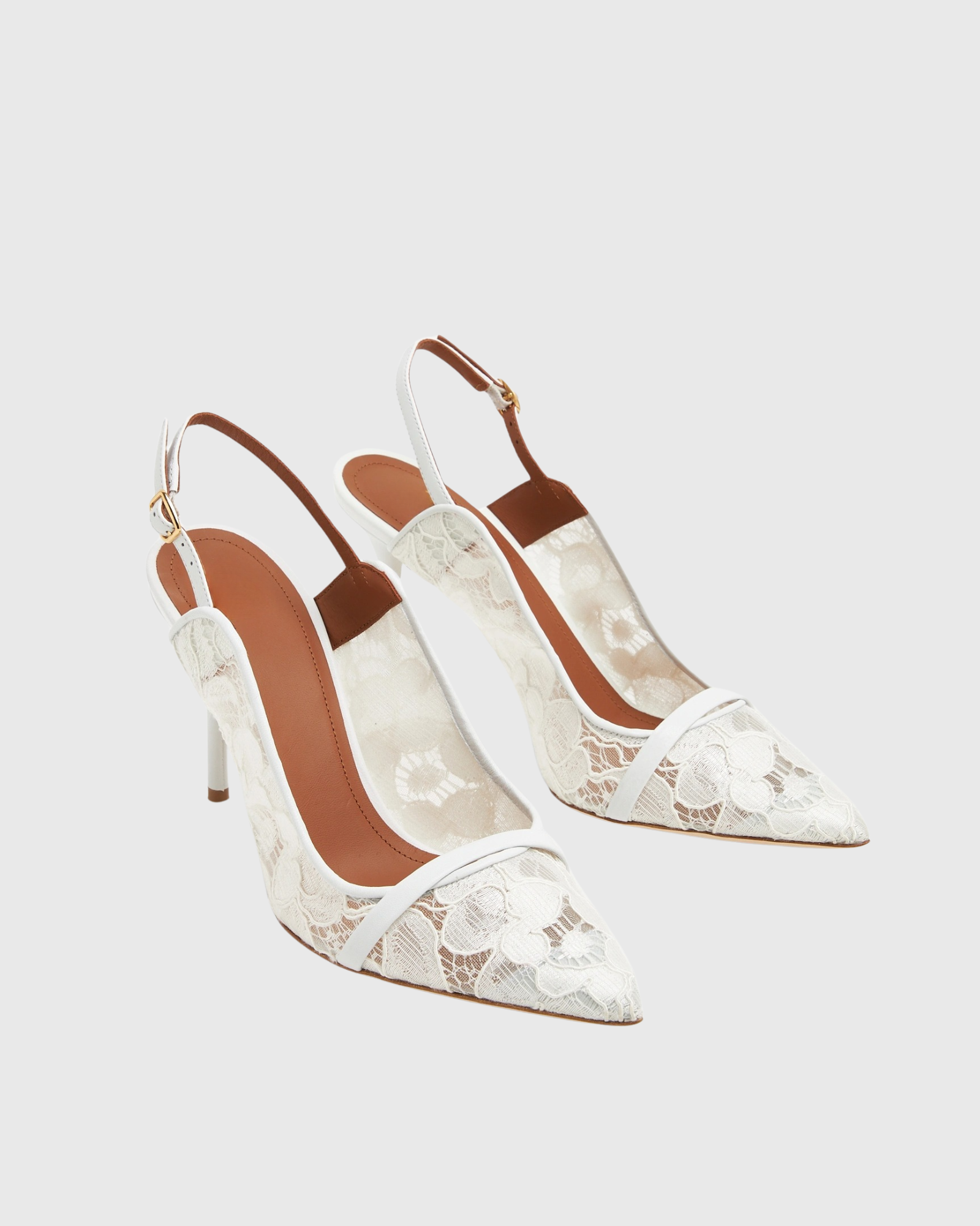 Faye Lace Slingback Pumps In White