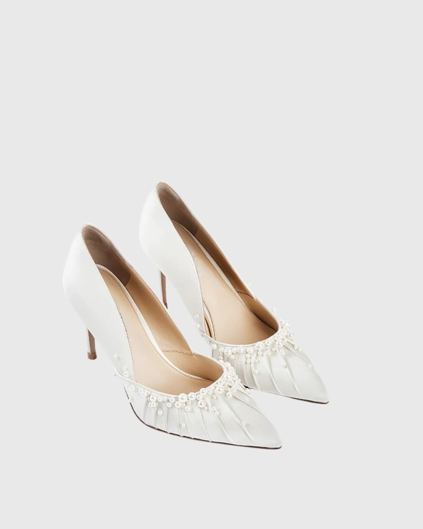 Aveline Pearl Satin Pumps In White